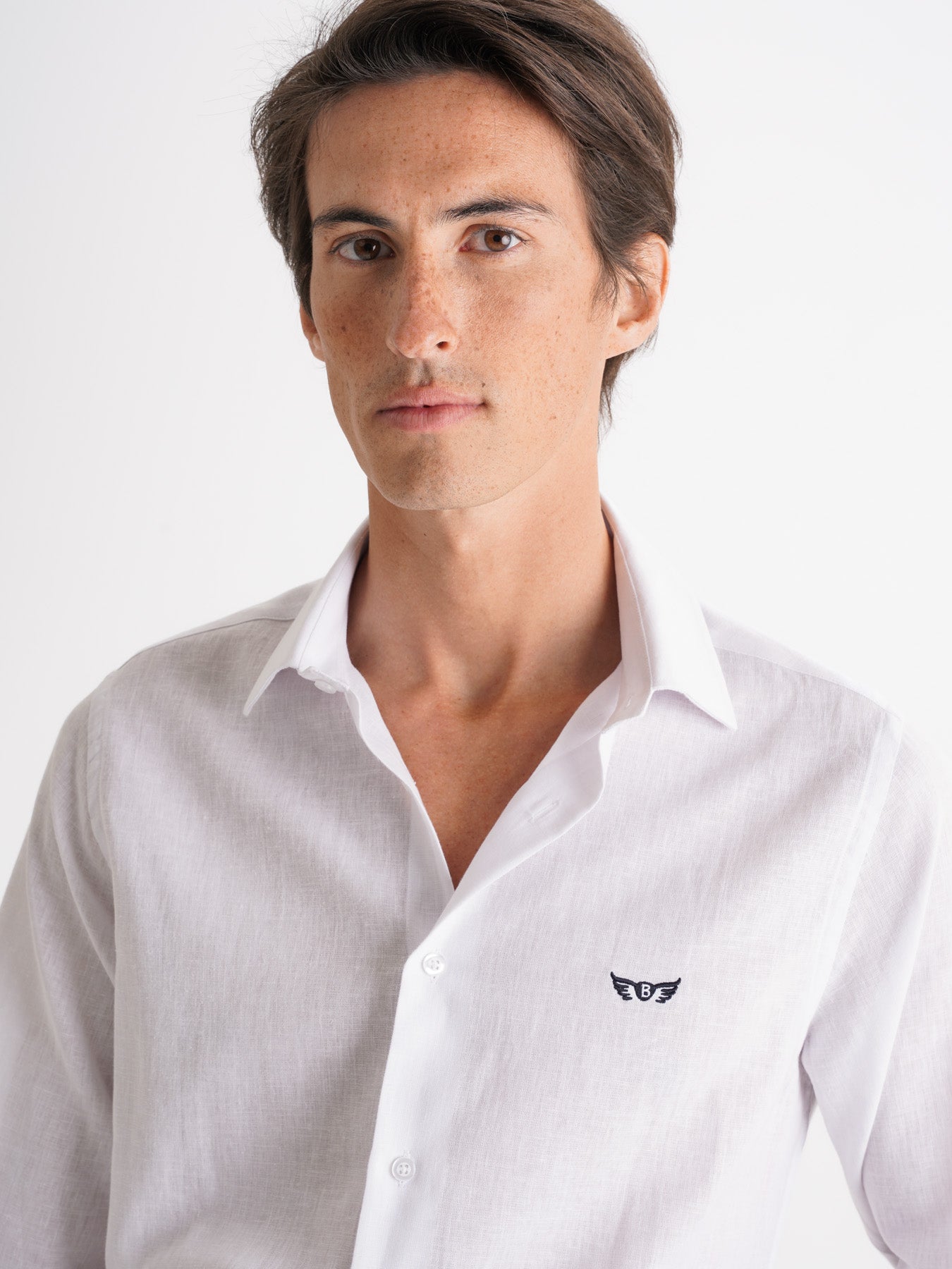 Camisa Slim Fit Linho Branca Mr. Blue