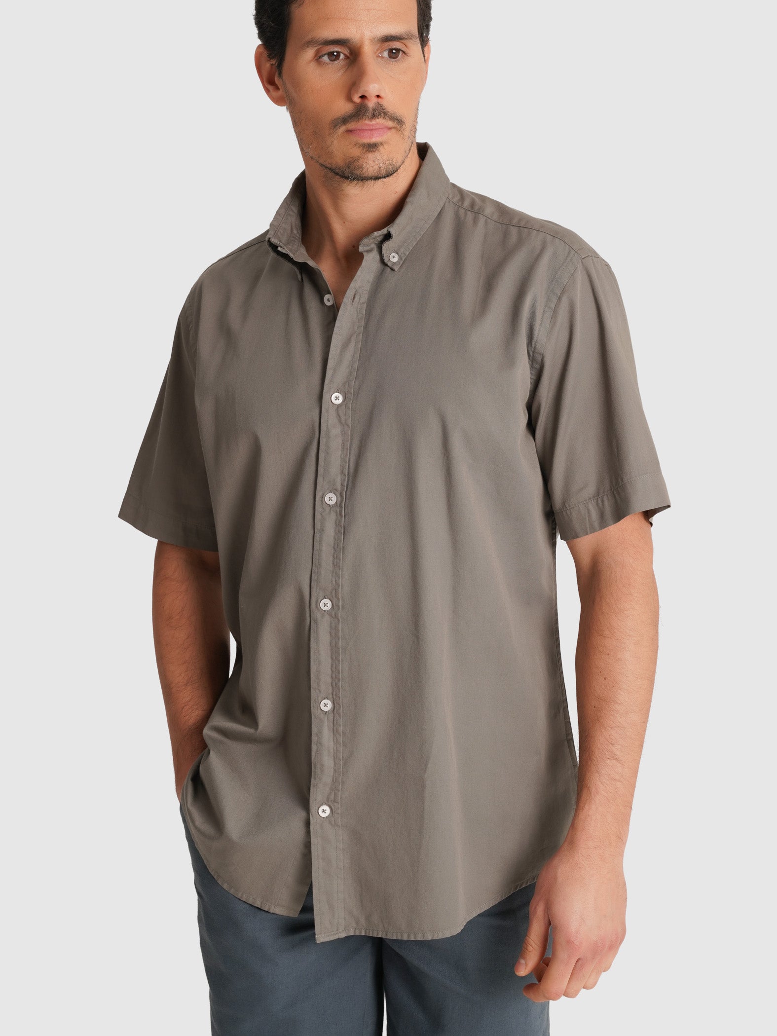 CAMISA TWILL VERDE MANGA CURTA REGULAR FIT MR. BLUE