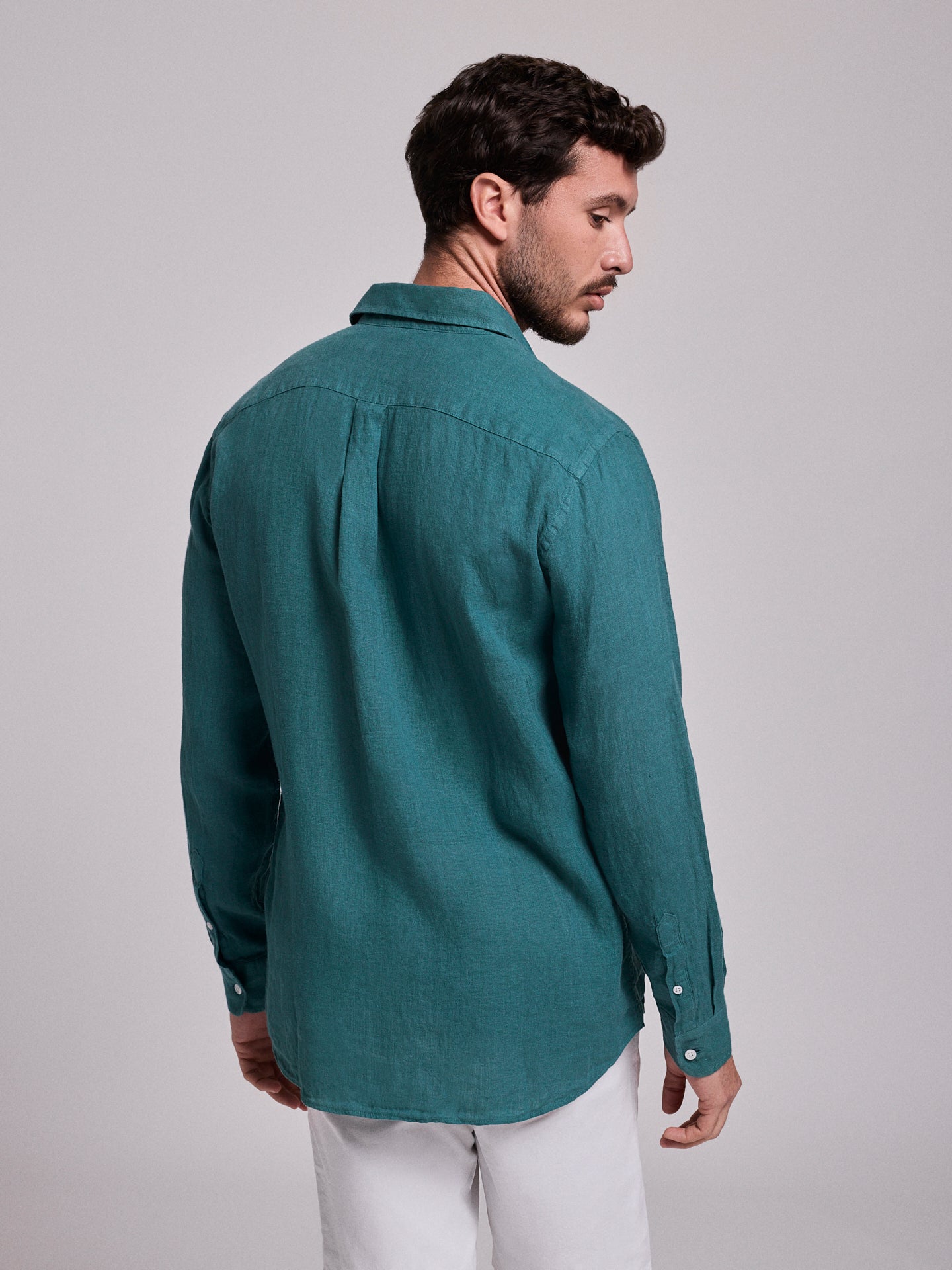 CAMISA LINHO VERDE MANGA COMPRIDA TAILORED FIT MARK BELLUCCI