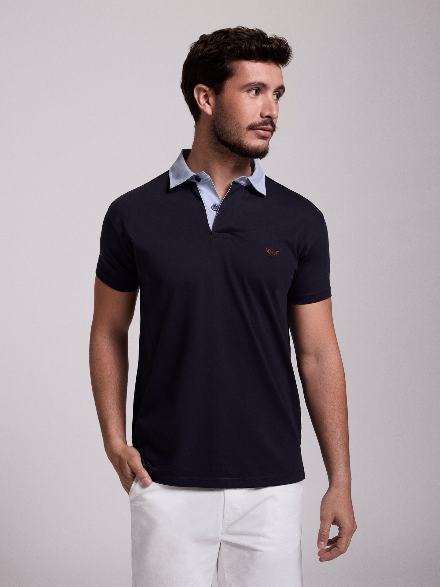 RUGBIE ALGODÃO AZUL MANGA CURTA REGULAR FIT MR. BLUE