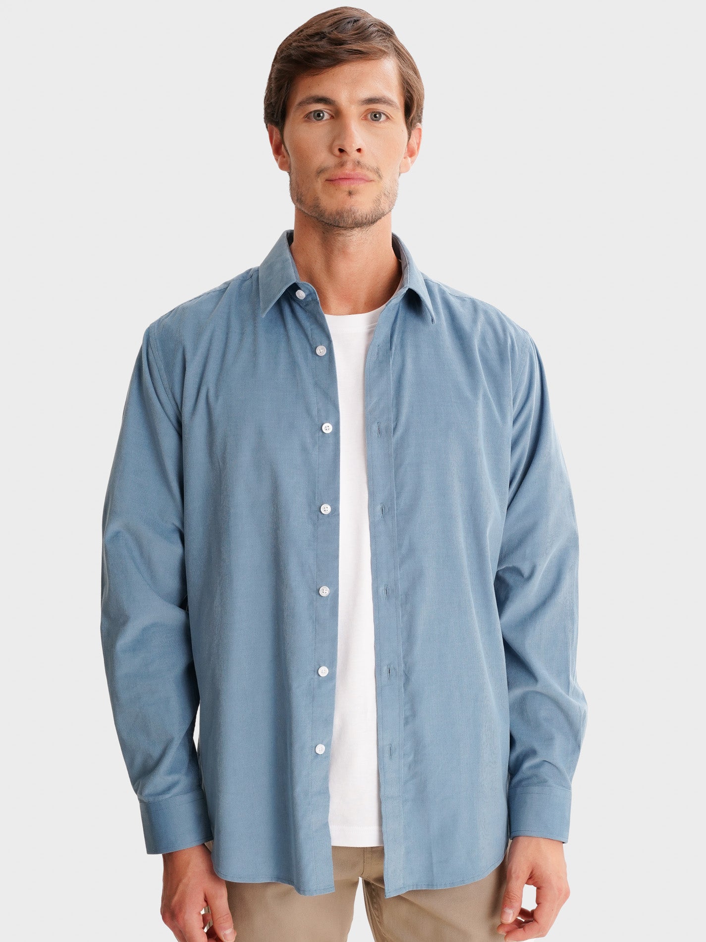 CAMISA BOMBAZINE AZUL TAILORED FIT MR. BLUE