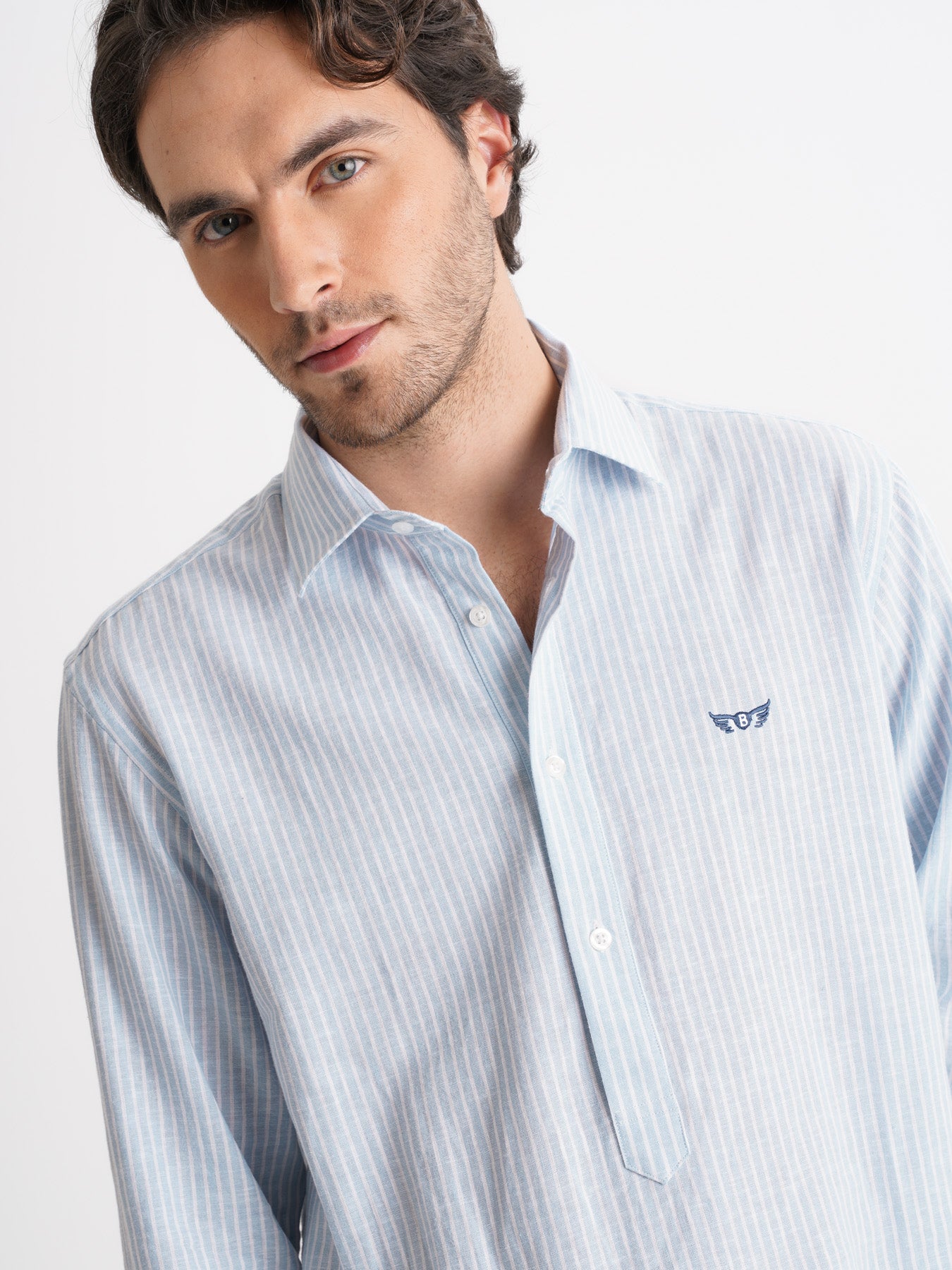 Camisa Regular Fit Linho Azul Mr. Blue