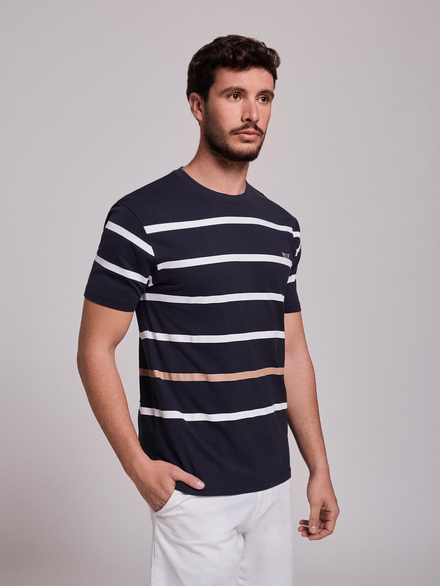 T-SHIRT ALGODÃO AZUL MANGA CURTA REGULAR FIT MR. BLUE