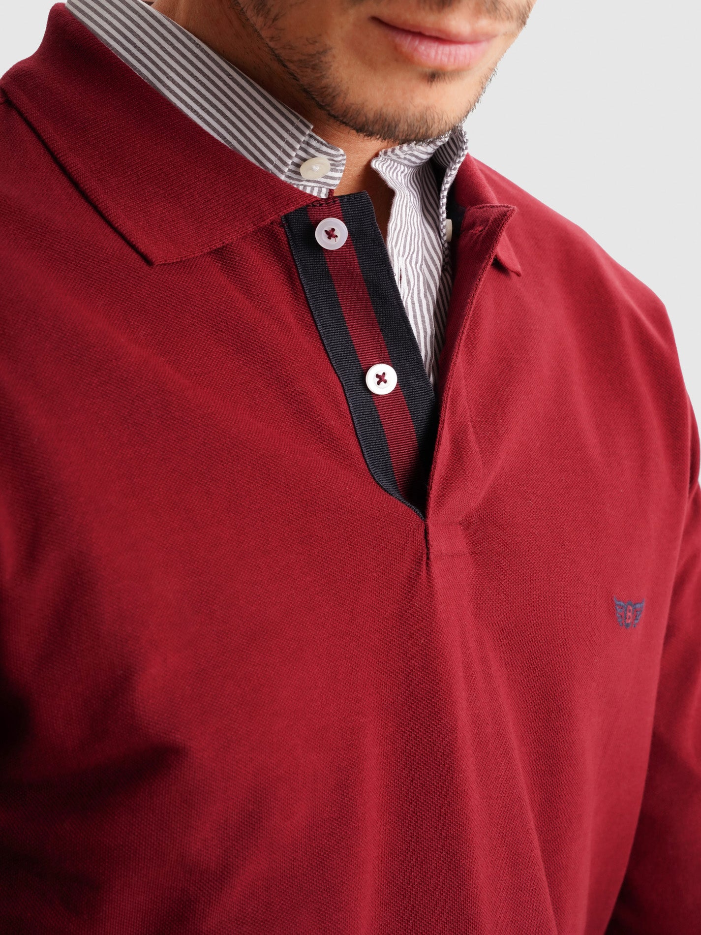 POLO BORDEAUX MANGA COMPRIDA REGULAR FIT MR. BLUE