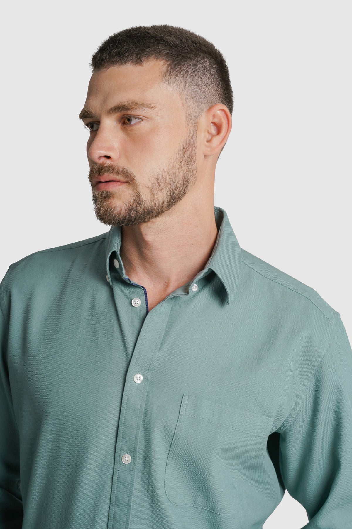 CAMISA ESTRUTURADA REGULAR FIT VERDE LISA MR. BLUE