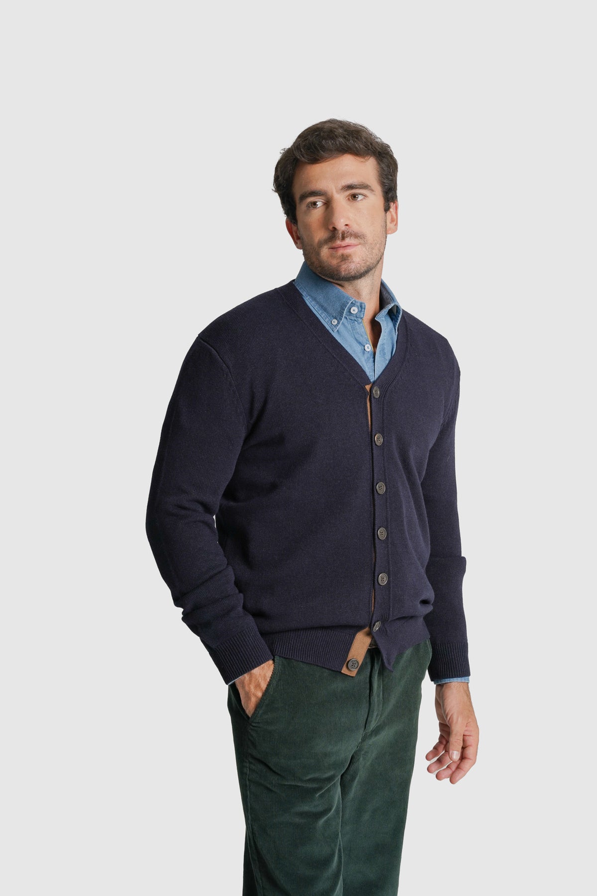 CARDIGAN LÃ REGULAR FIT AZUL LISO MR. BLUE