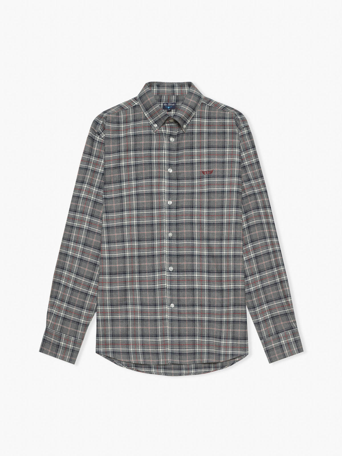 CAMISA FLANELA REGULAR FIT CINZENTA AOS QUADRADOS MR. BLUE