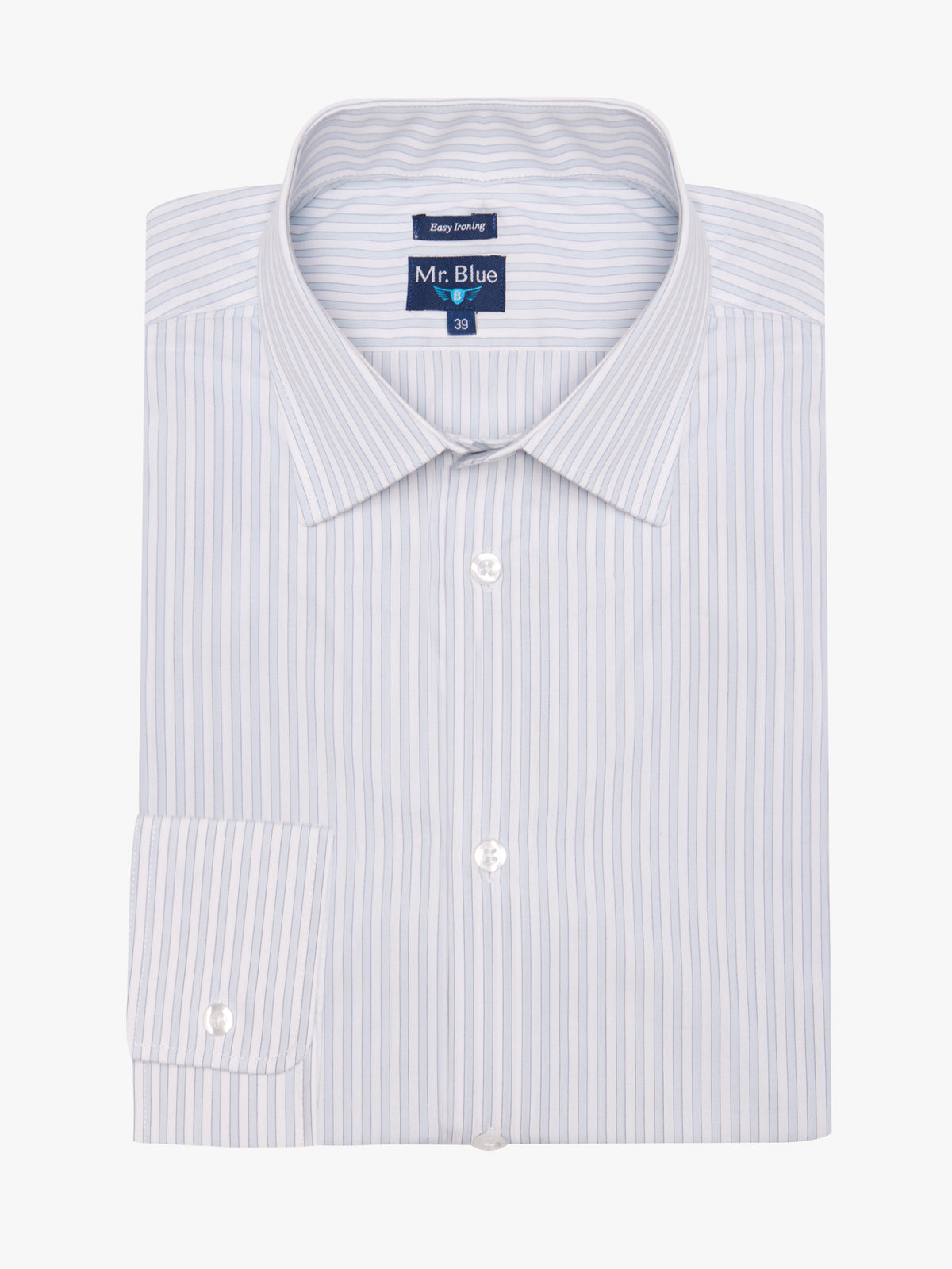 CAMISA ALGODÃO CLASSIC FIT AZUL ÀS RISCAS MR. BLUE