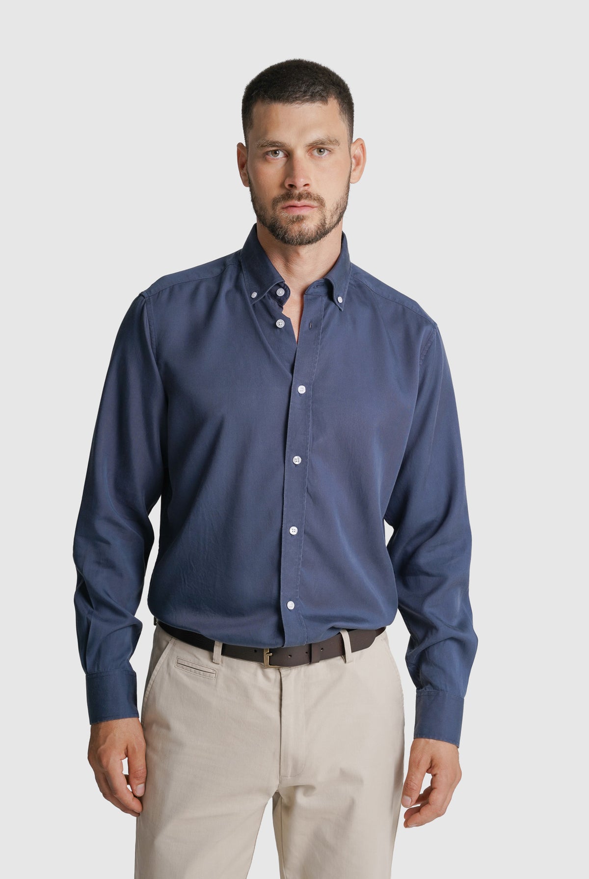 CAMISA ESTRUTURADA REGULAR FIT AZUL LISA MR. BLUE