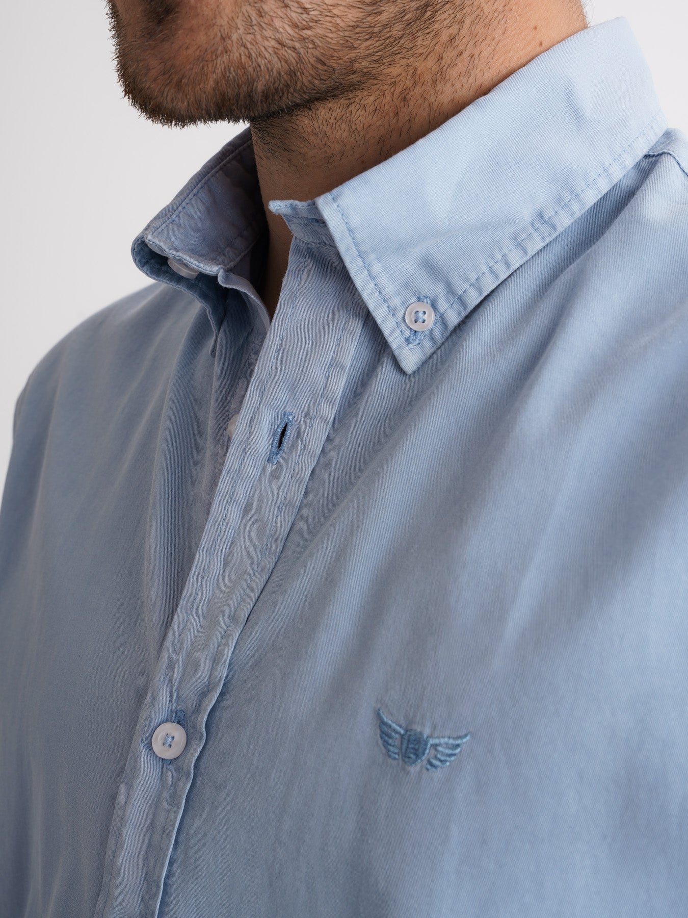 Camisa Regular Fit Twill Azul Mr. Blue