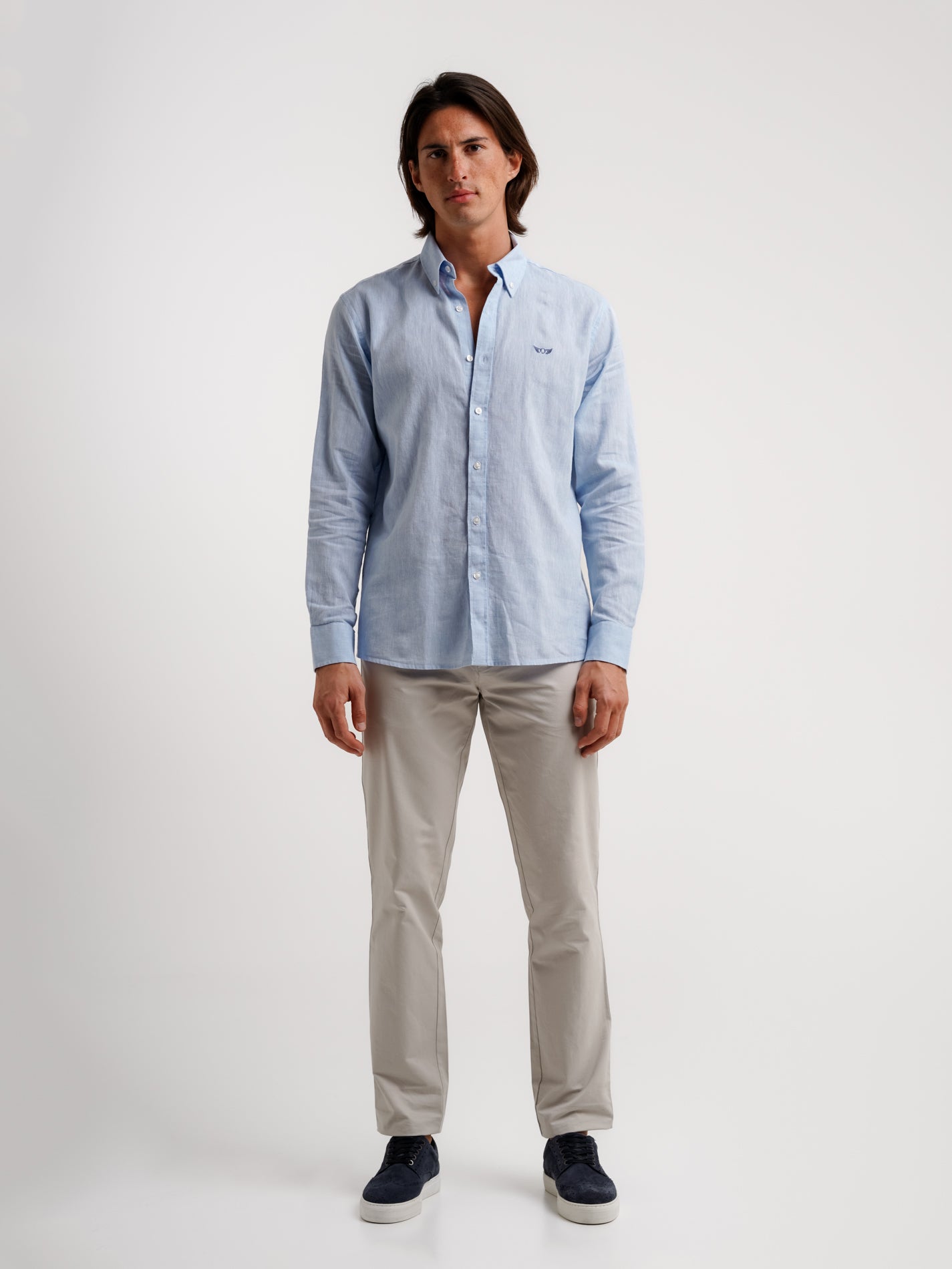 Camisa Regular Fit Linho Azul Mr. Blue