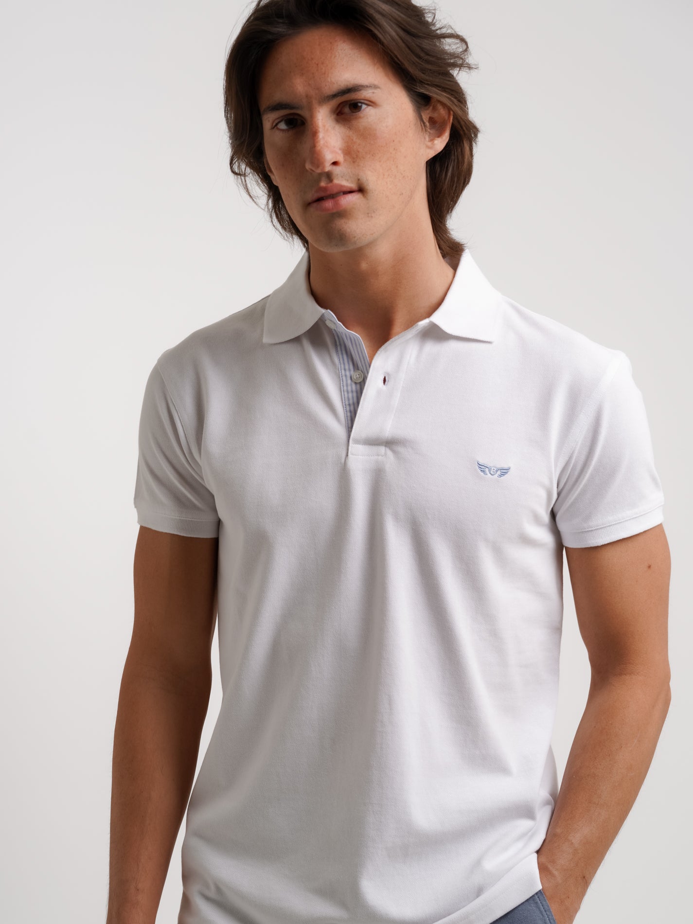 Polo Regular Fit Piquet Branco Mr. Blue