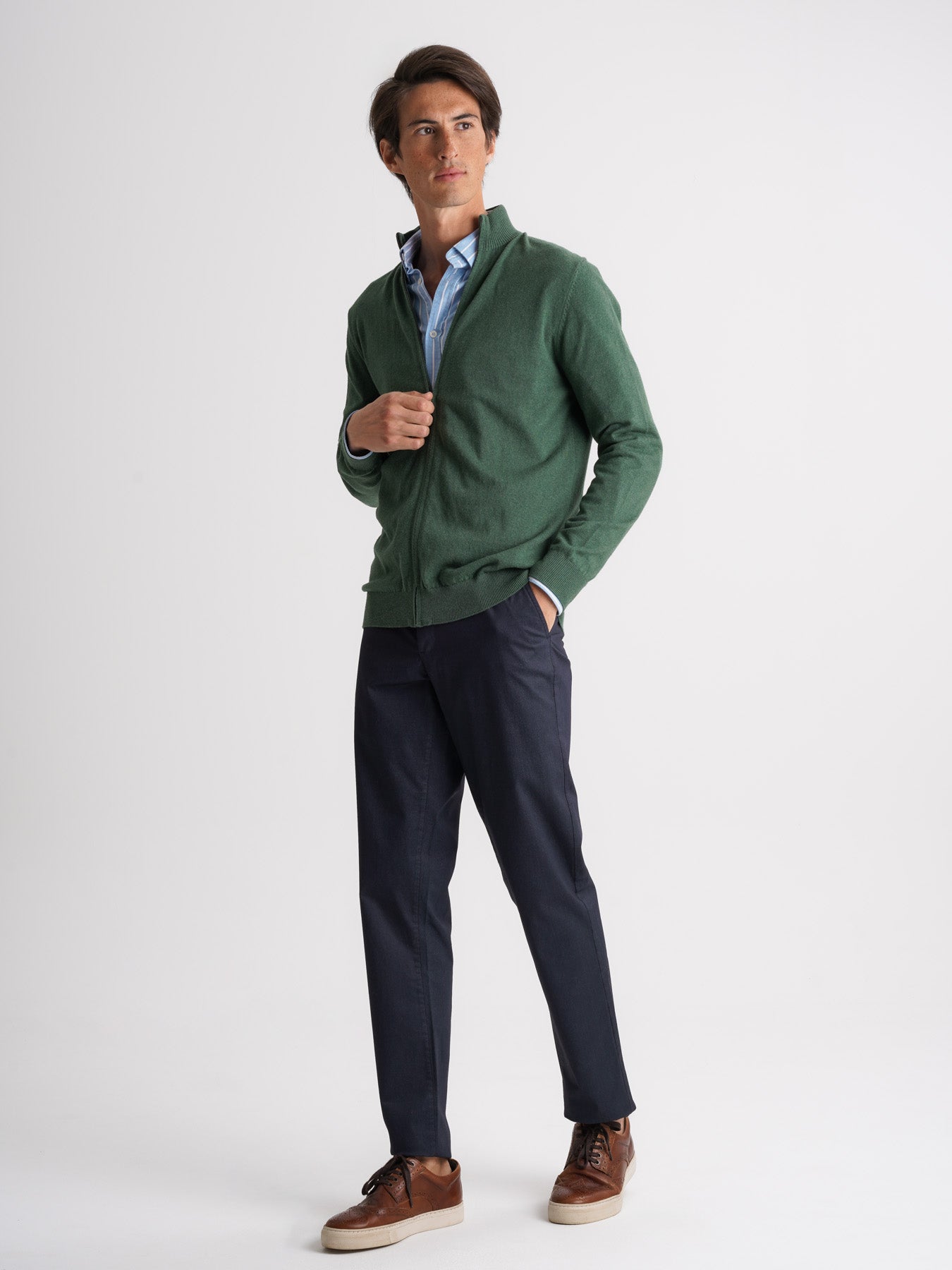 Pullover Caxemira Fino Verde Mr. Blue