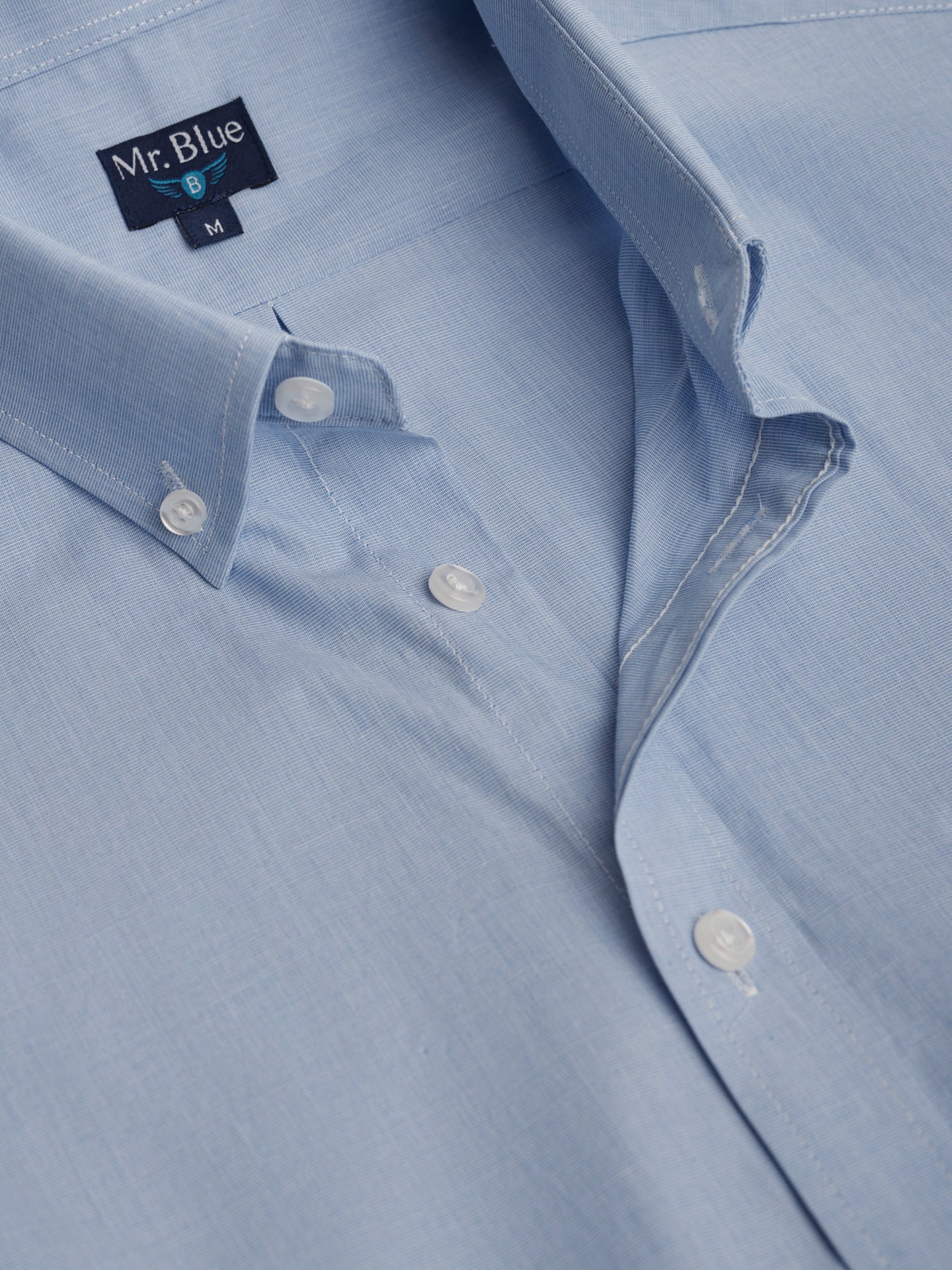 Camisa Regular Fit Fil-a-Fil Azul Mr. Blue