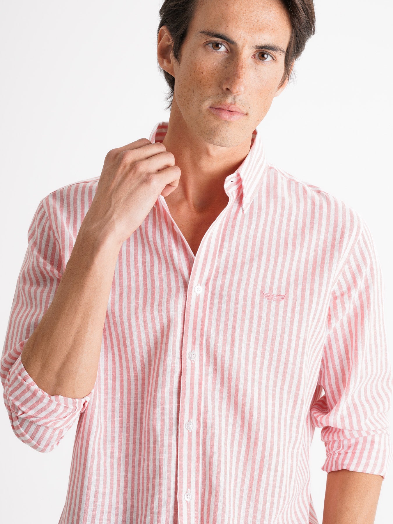 Camisa Regular Fit Linho Rosa Mr. Blue