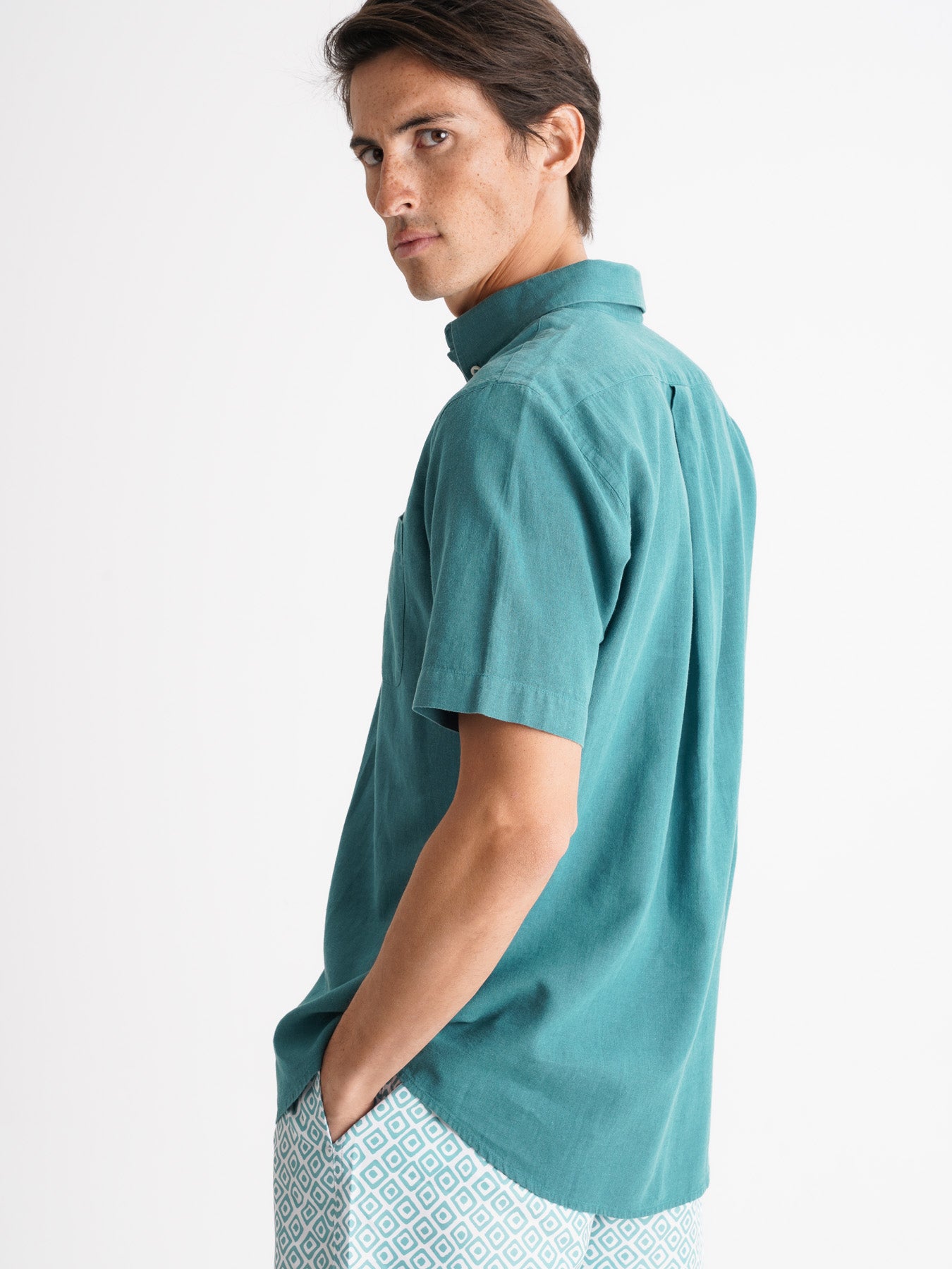 Camisa Regular Fit Linho Azul Mr. Blue