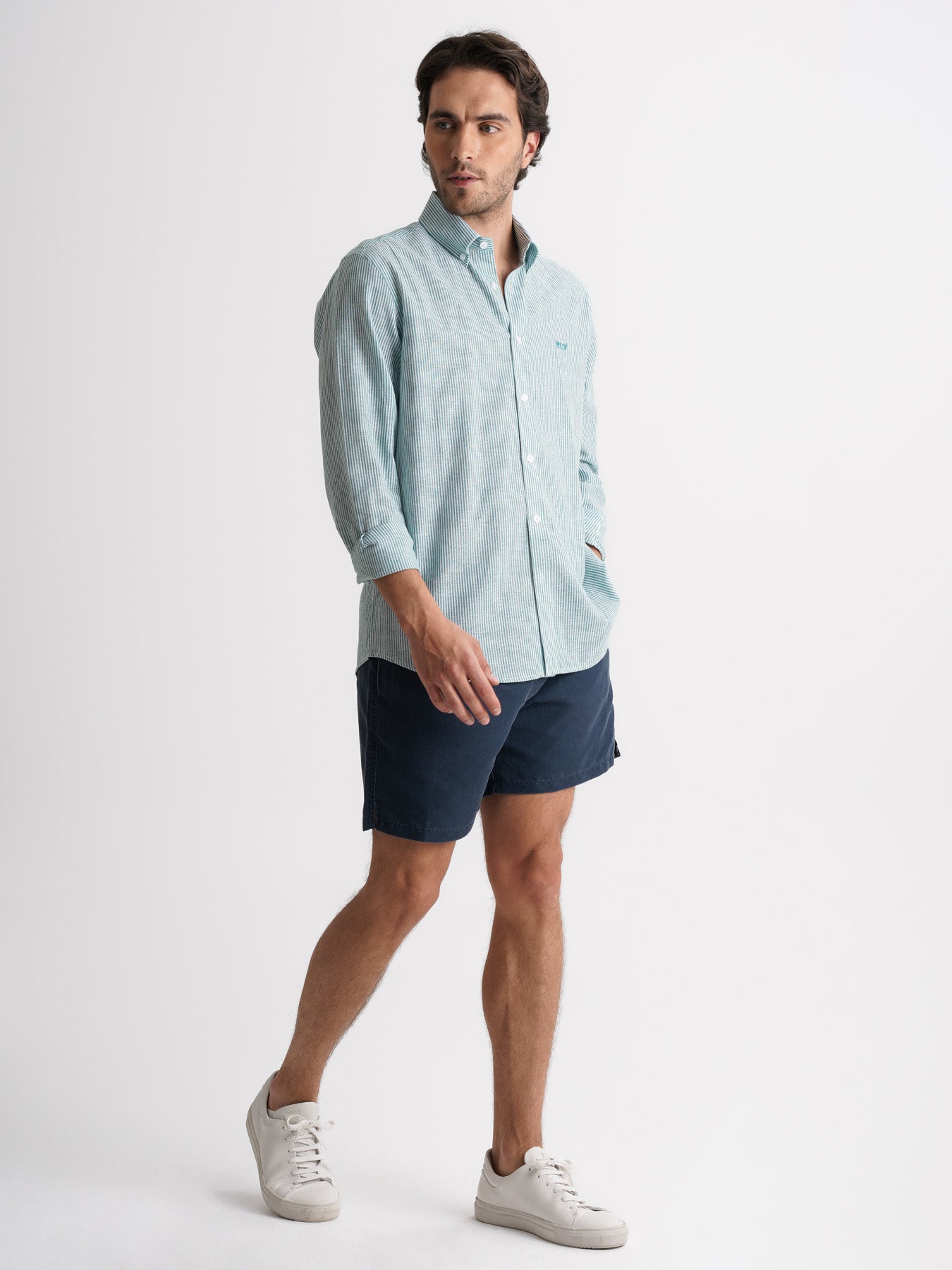 Camisa Regular Fit Linho Verde Mr. Blue
