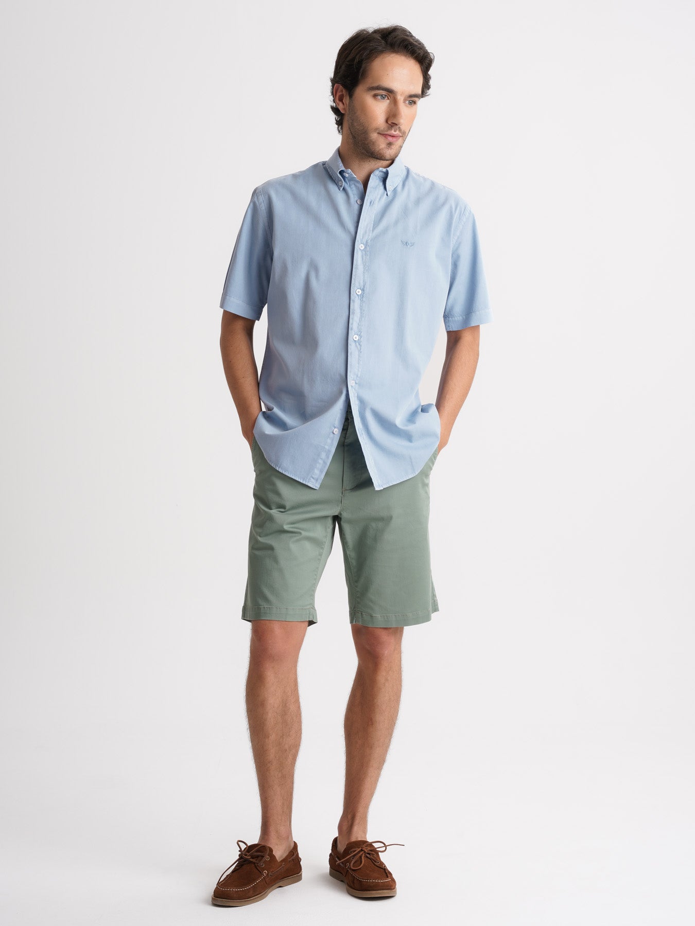 Camisa Regular Fit Twill Azul Mr. Blue