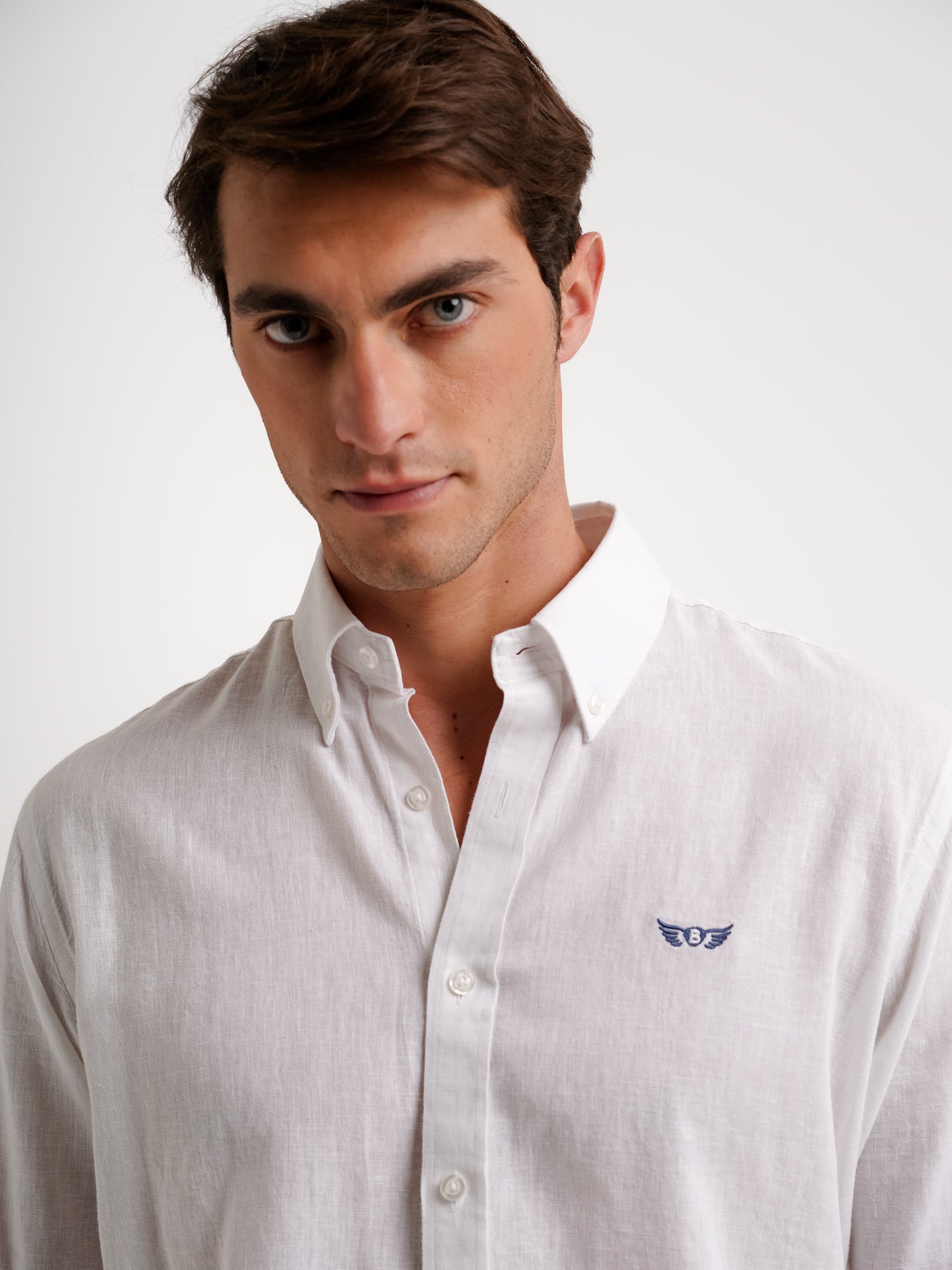 Camisa Regular Fit Linho Branca Mr. Blue