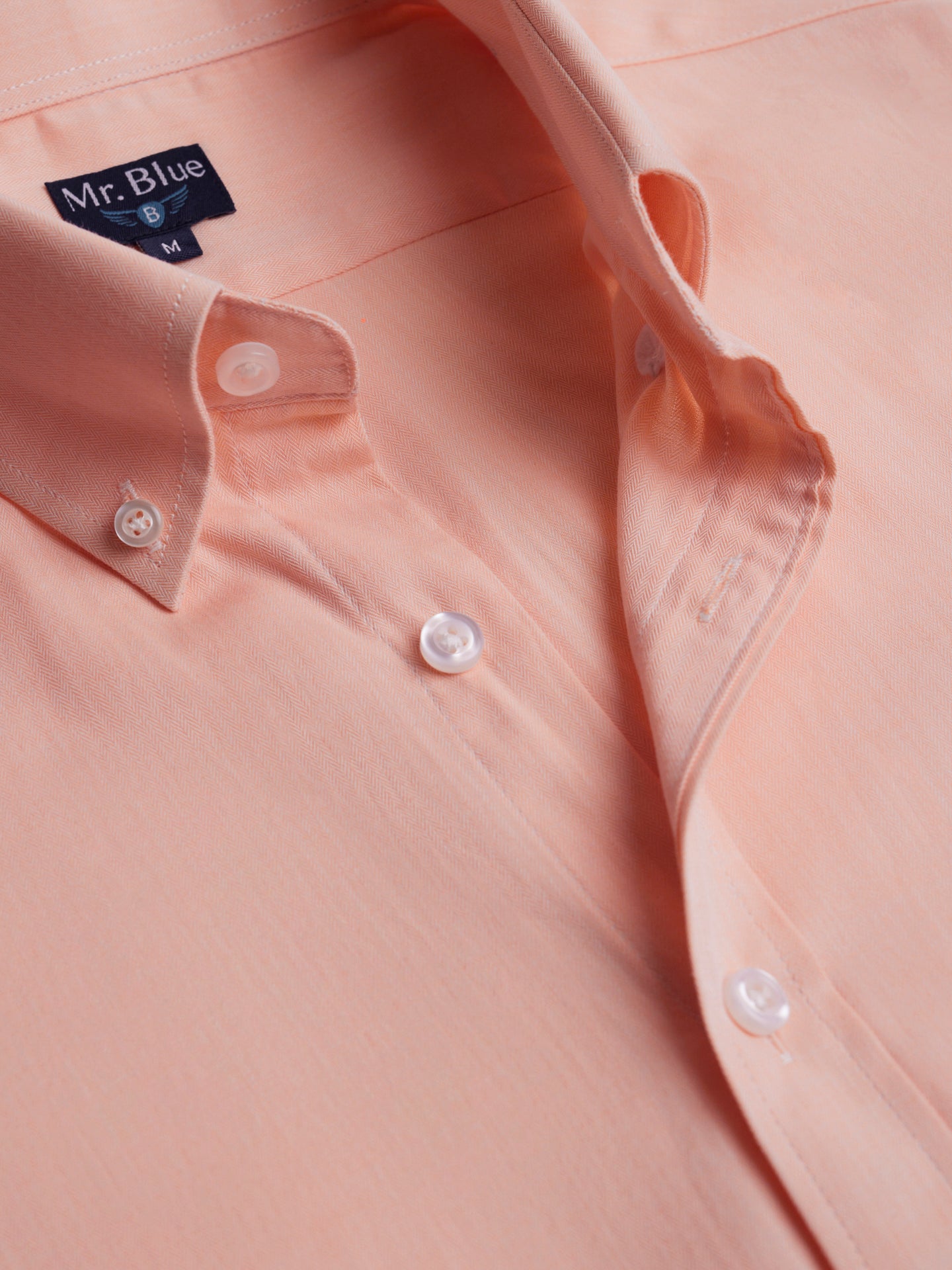 Camisa Regular Fit Herringbone Laranja Mr. Blue