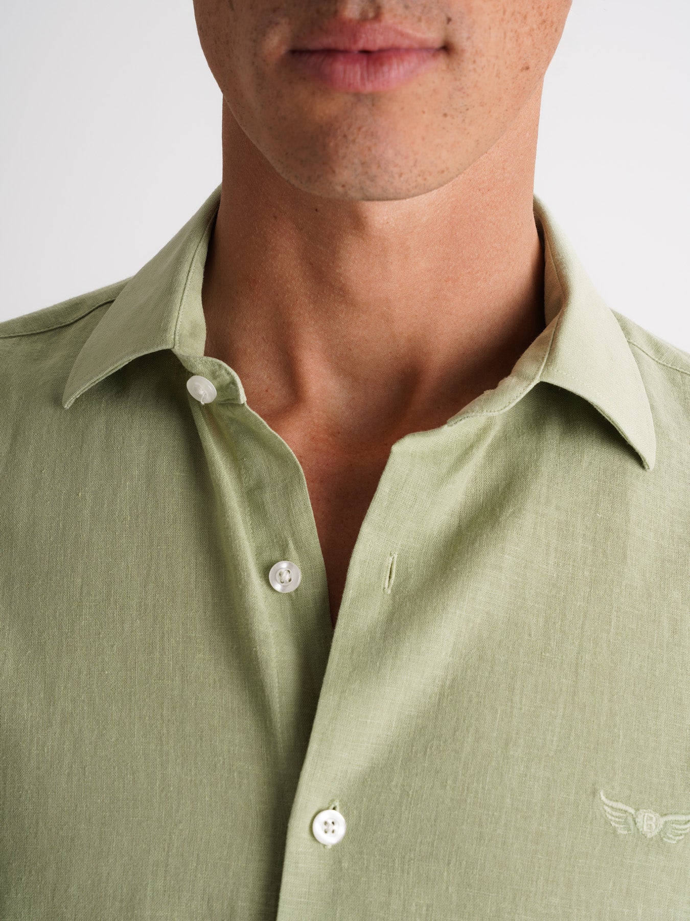 Camisa Slim Fit Linho Verde Mr. Blue