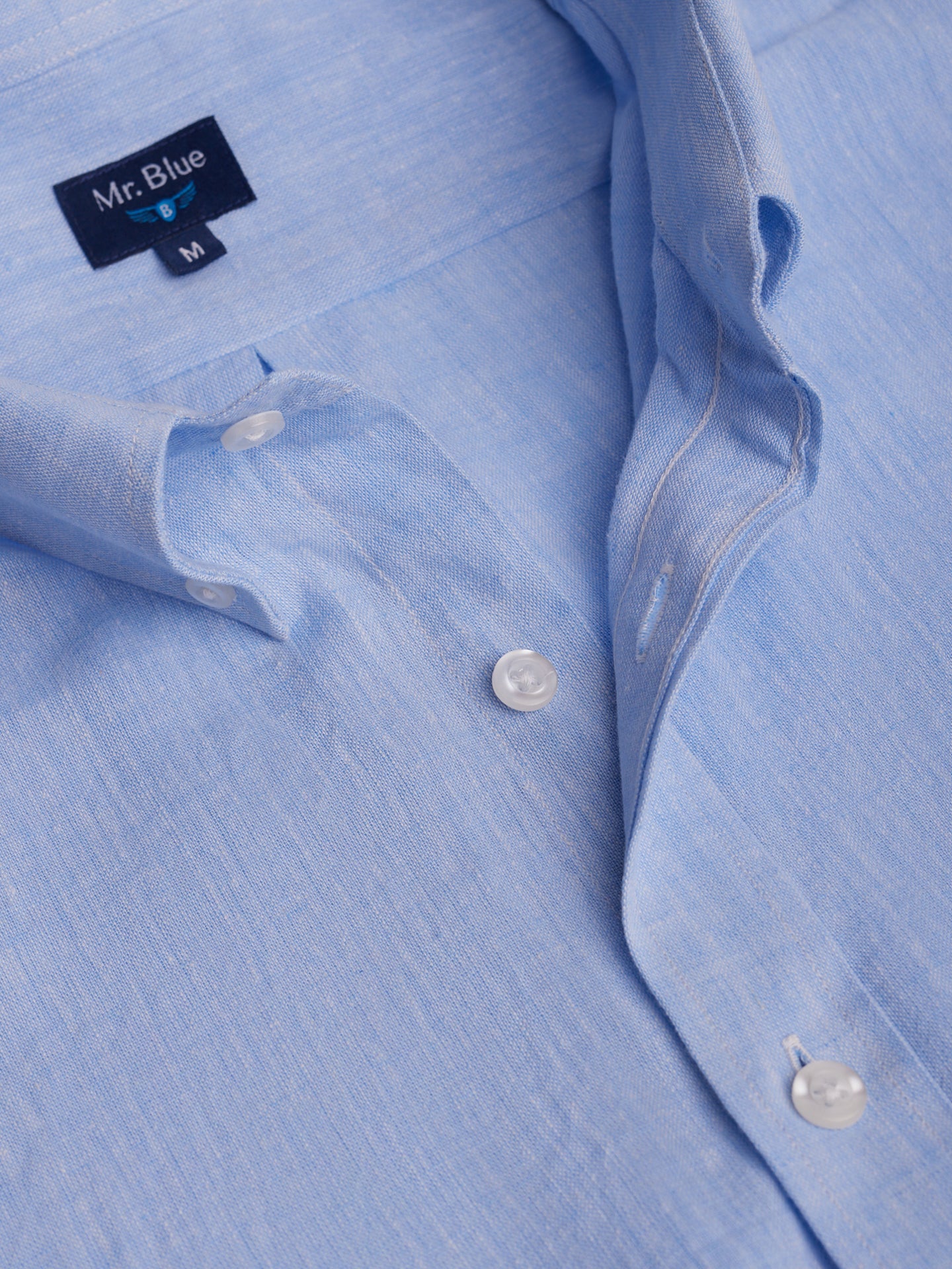 Camisa Regular Fit Linho Azul Mr. Blue