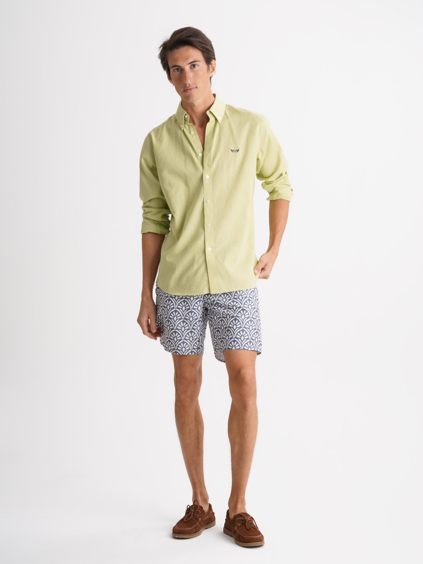 Camisa Regular Fit Linho Verde Mr. Blue