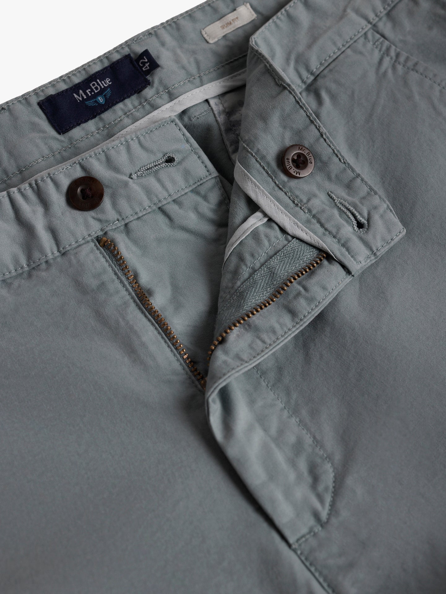 Calças Chinos Slim Fit Twill Verdes Mr. Blue