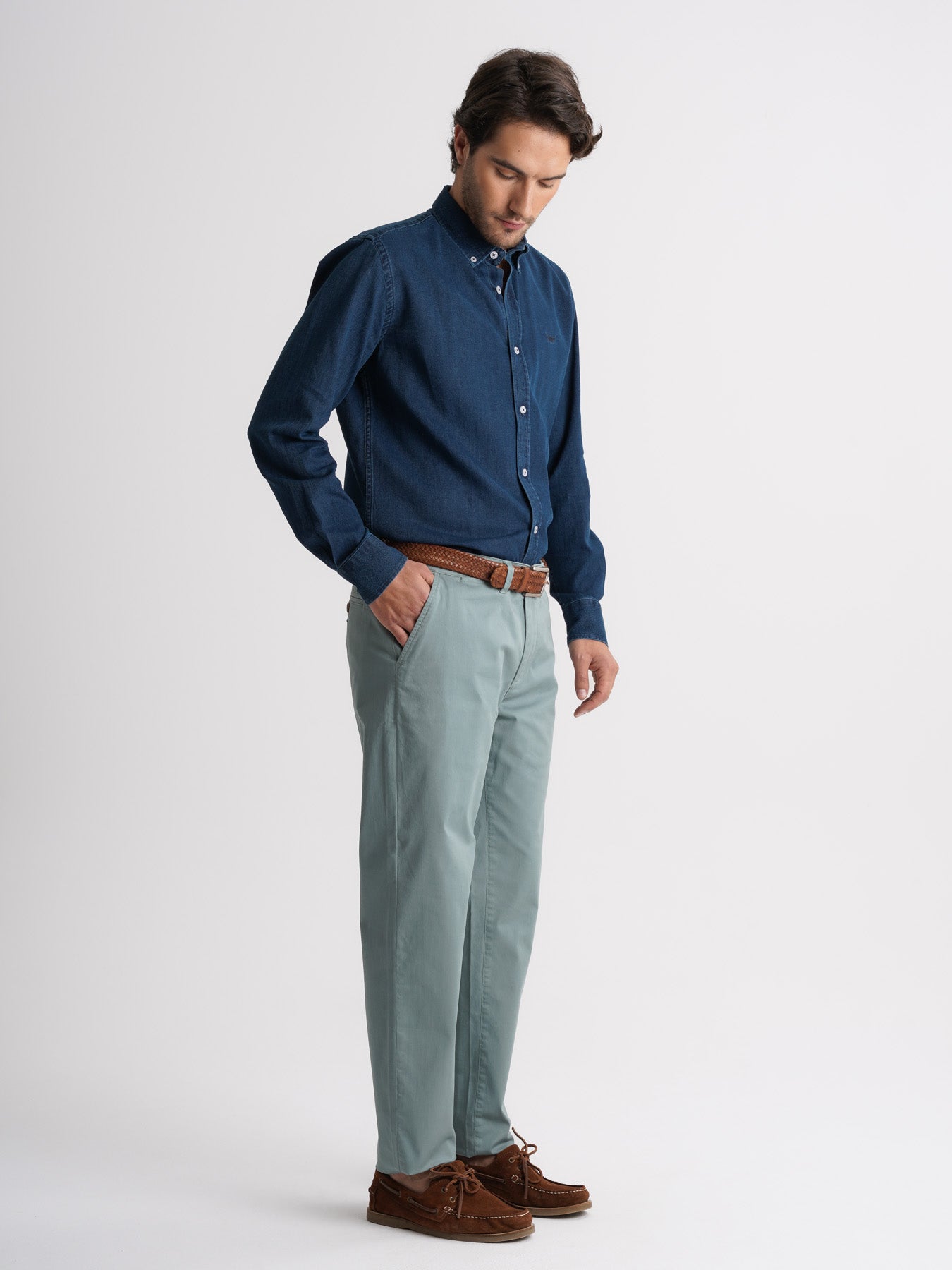 Calças Chinos Regular Fit Twill Azuis Mr. Blue
