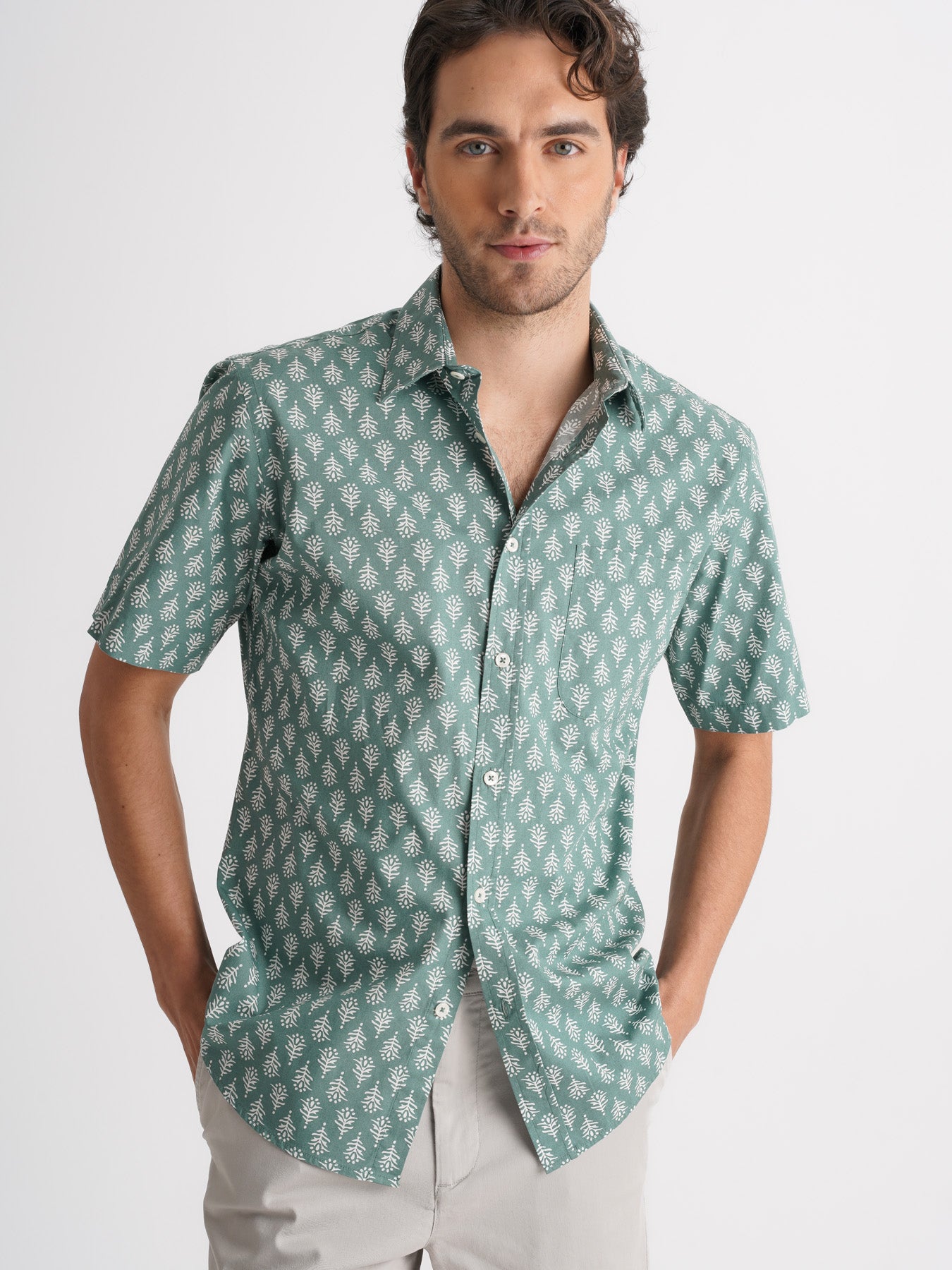 Camisa Regular Fit Popeline Verde Mr. Blue