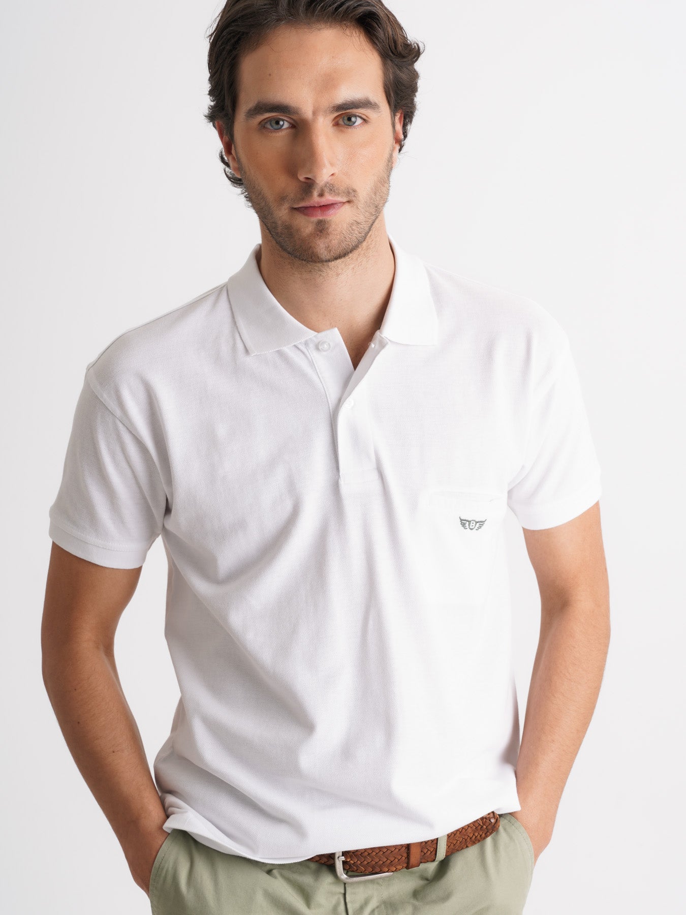 Polo Regular Fit Piquet Branco Mr. Blue
