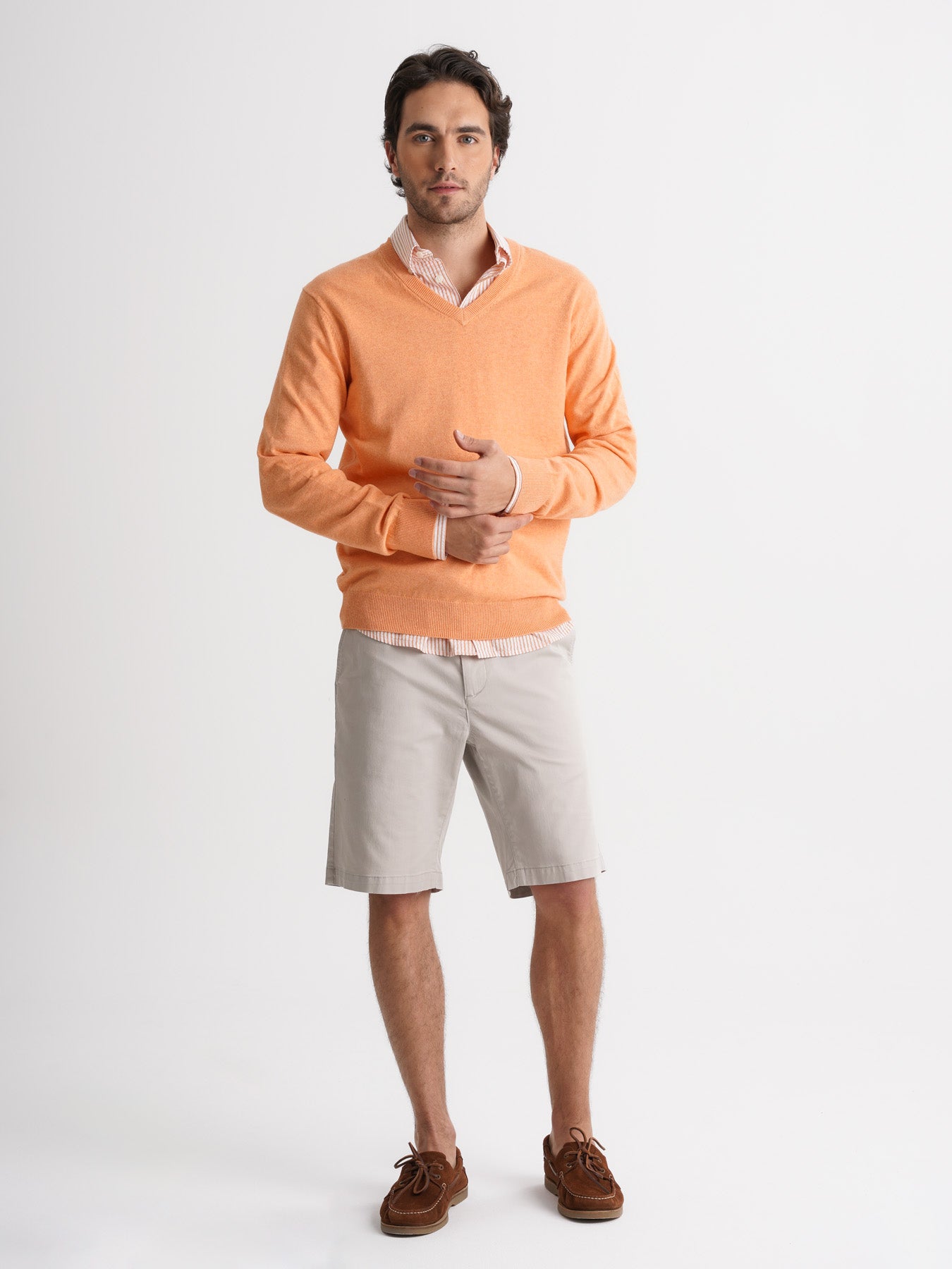 Pullover Caxemira Fino Laranja Mr. Blue