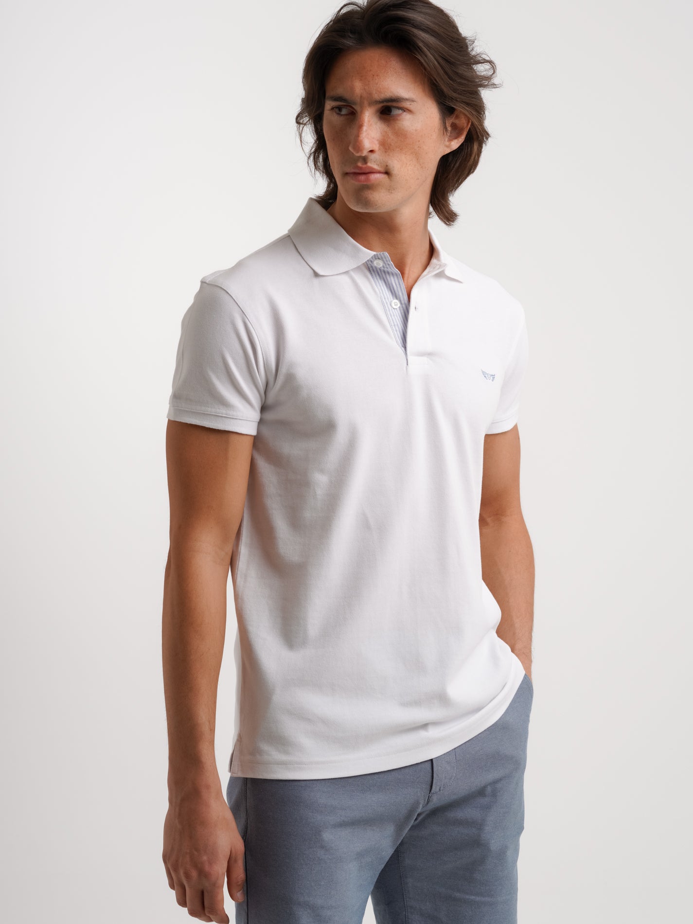 Polo Regular Fit Piquet Branco Mr. Blue