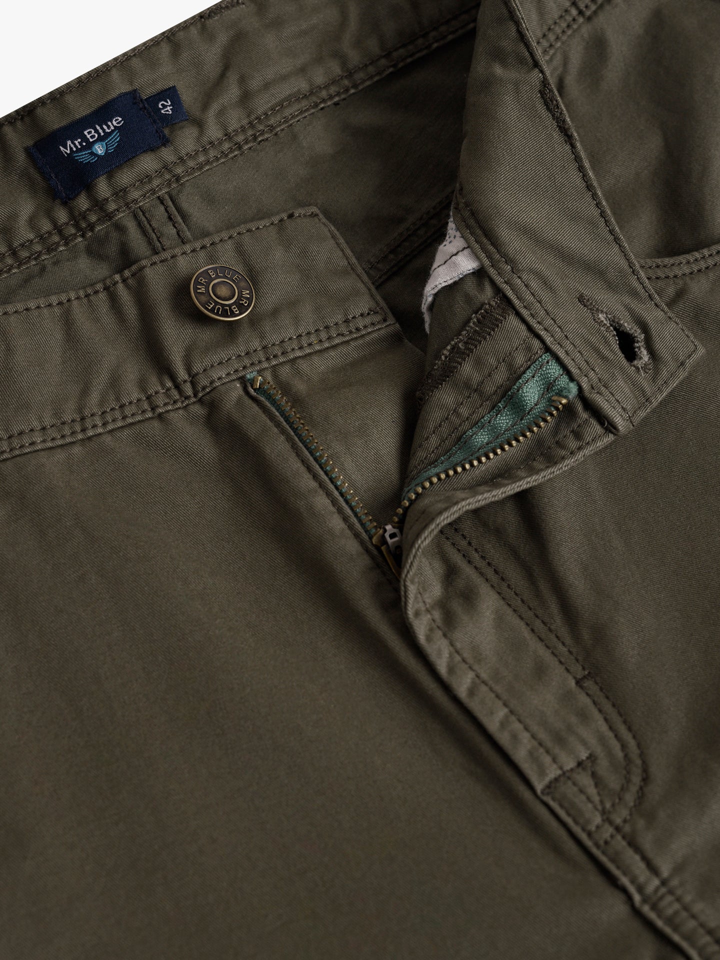 Calças Chinos Slim Fit Twill Verdes Mr. Blue