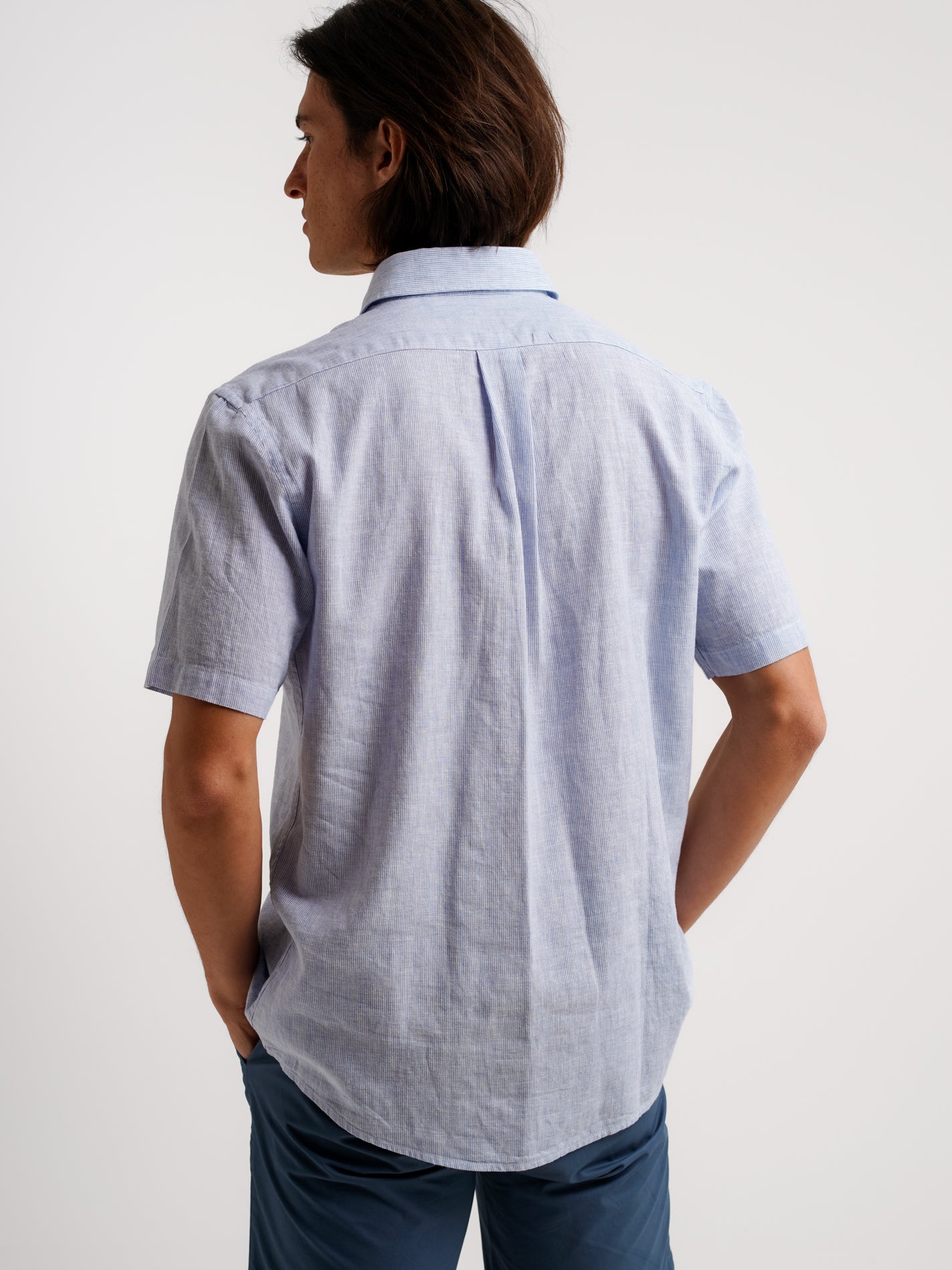 Camisa Regular Fit Linho Azul Mr. Blue