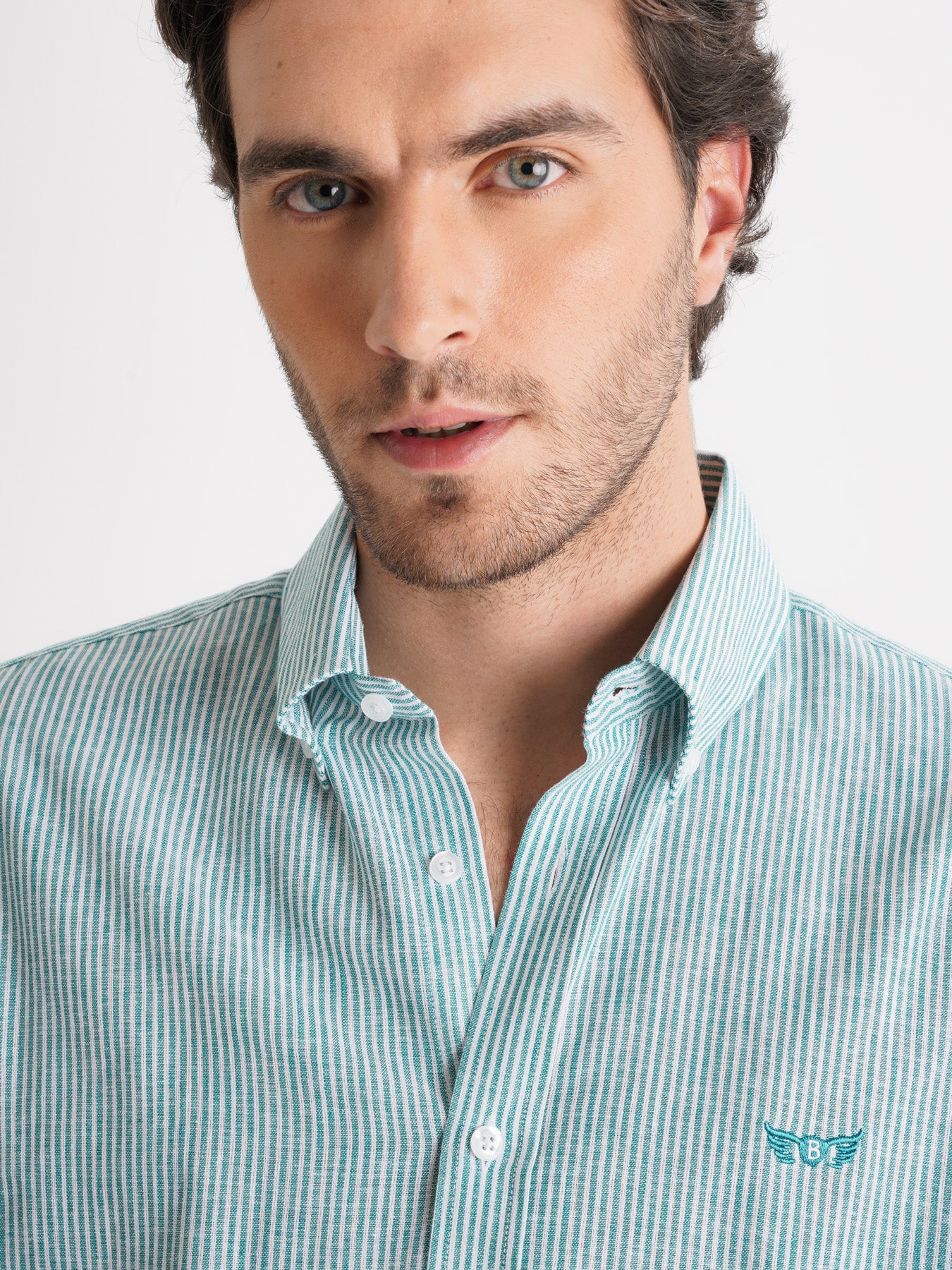 Camisa Regular Fit Linho Verde Mr. Blue