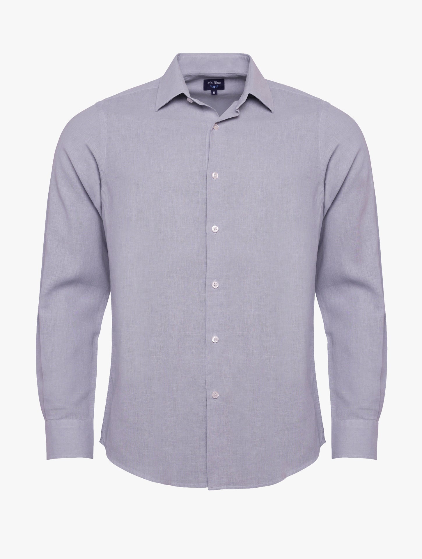 Camisa Slim Fit Linho Azul Mr. Blue