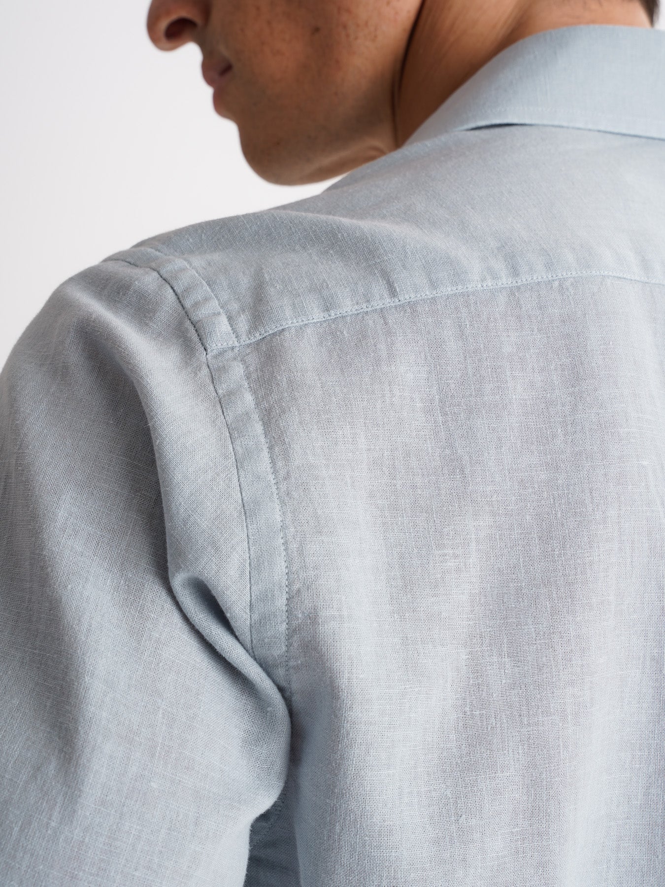 Camisa Slim Fit Linho Azul Mr. Blue