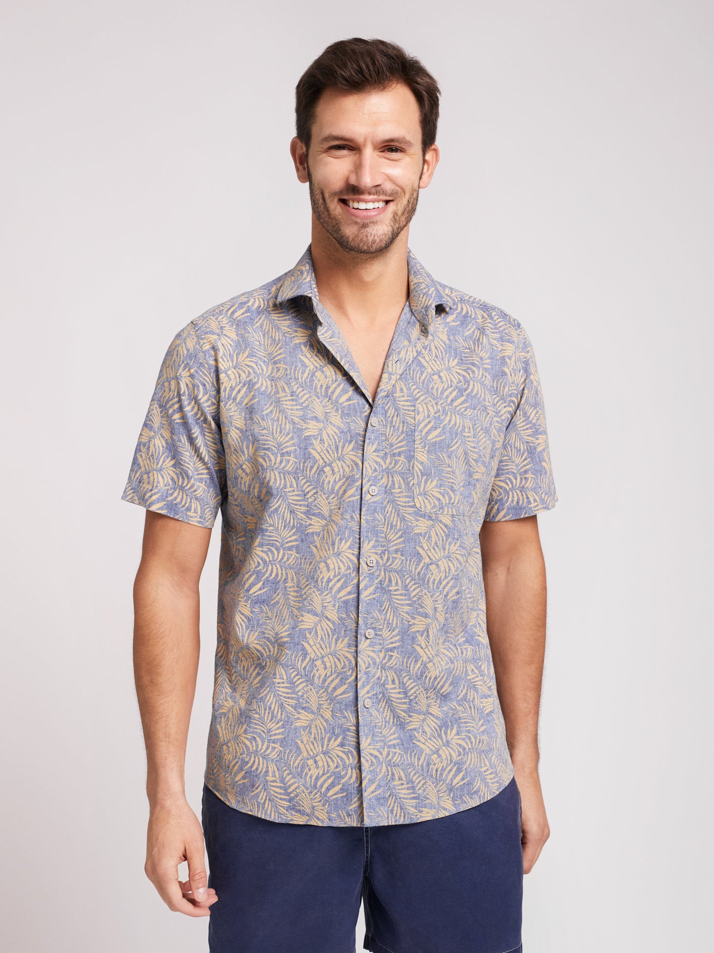 Camisa Regular Fit Linho Azul Mr. Blue
