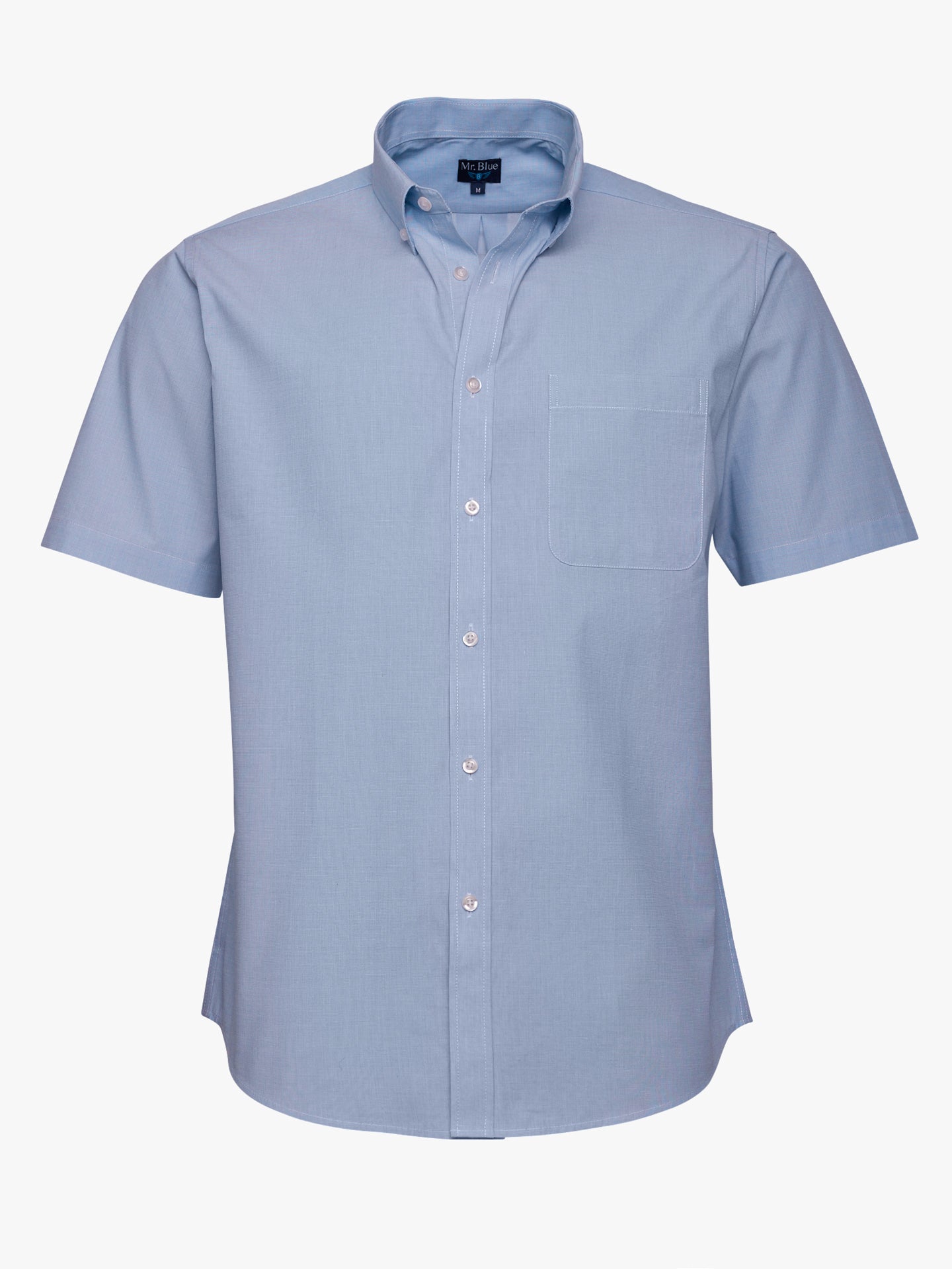 Camisa Regular Fit Fil-a-Fil Azul Mr. Blue