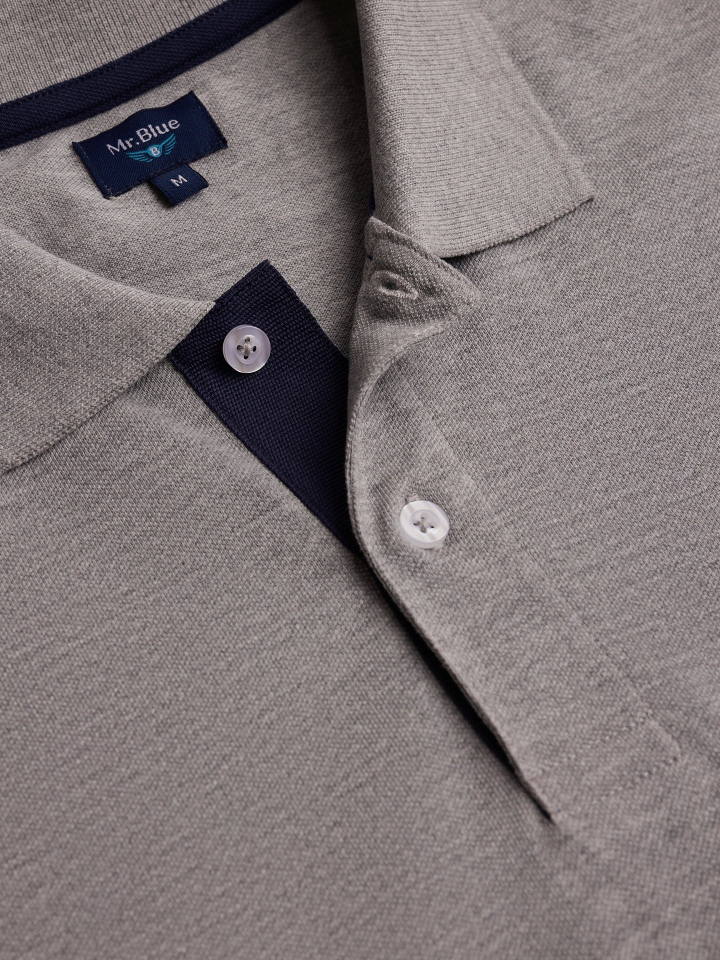 Polo Regular Fit Piquet Cinzento Mr. Blue
