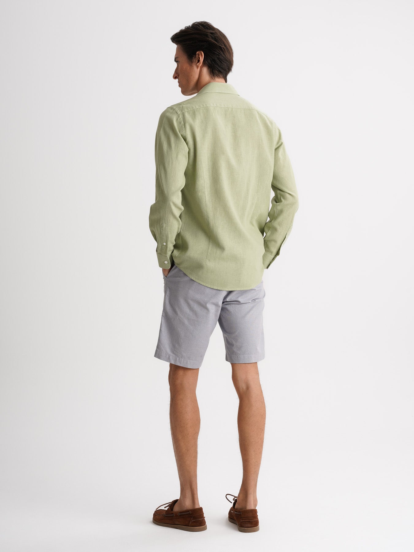 Camisa Slim Fit Linho Verde Mr. Blue