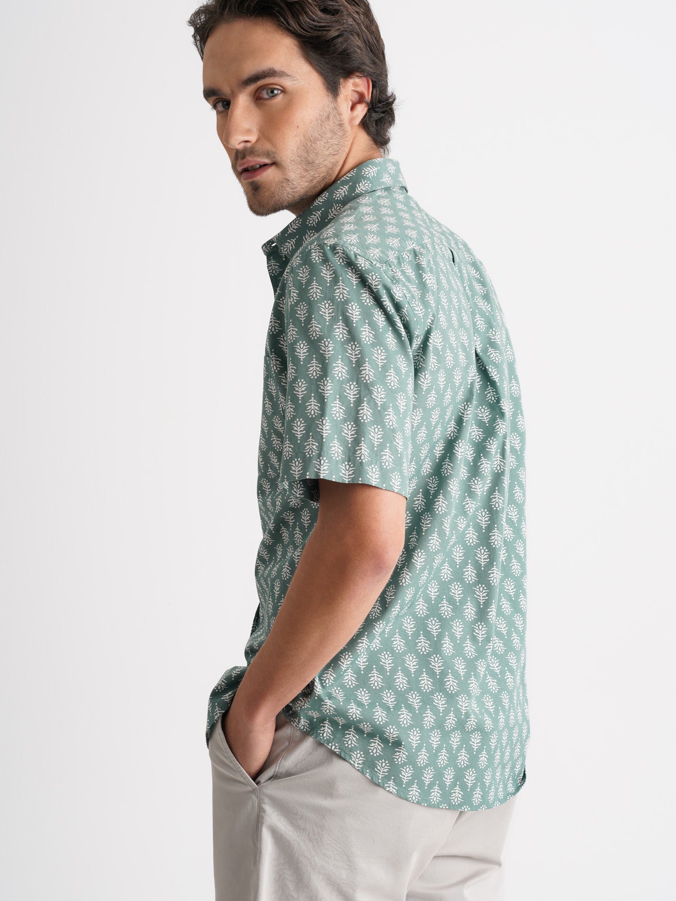 Camisa Regular Fit Popeline Verde Mr. Blue