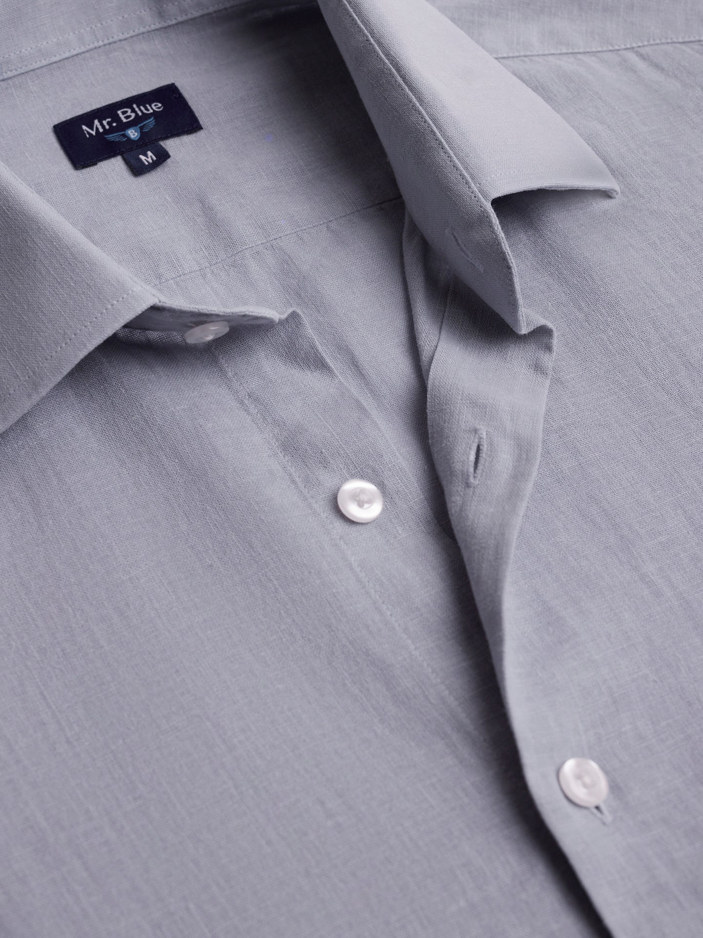 Camisa Slim Fit Linho Azul Mr. Blue