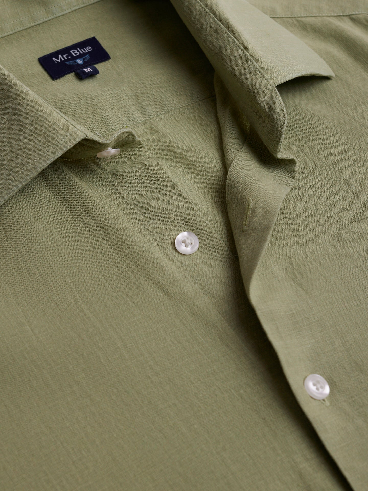 Camisa Slim Fit Linho Verde Mr. Blue