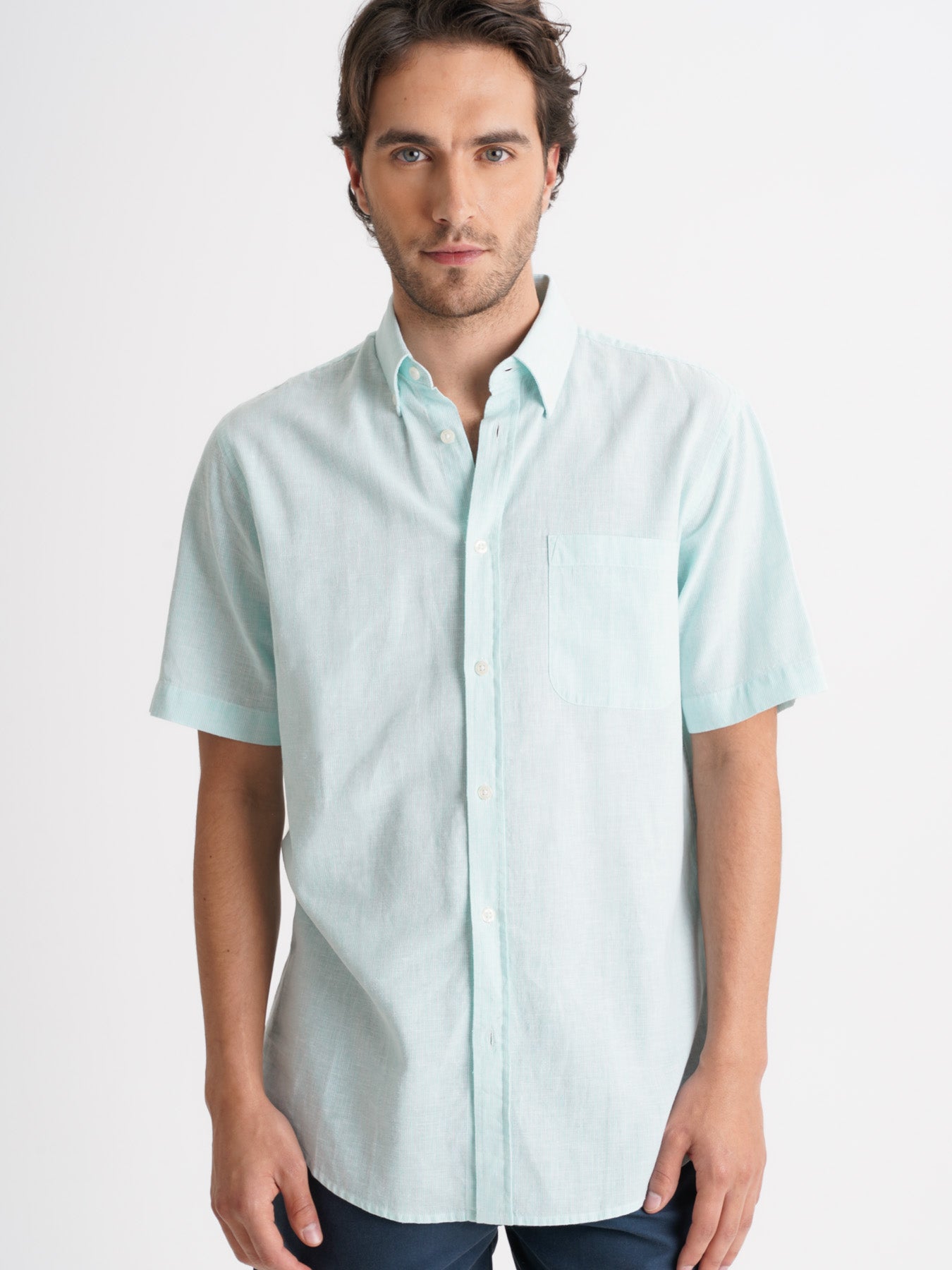 Camisa Regular Fit Linho Verde Mr. Blue