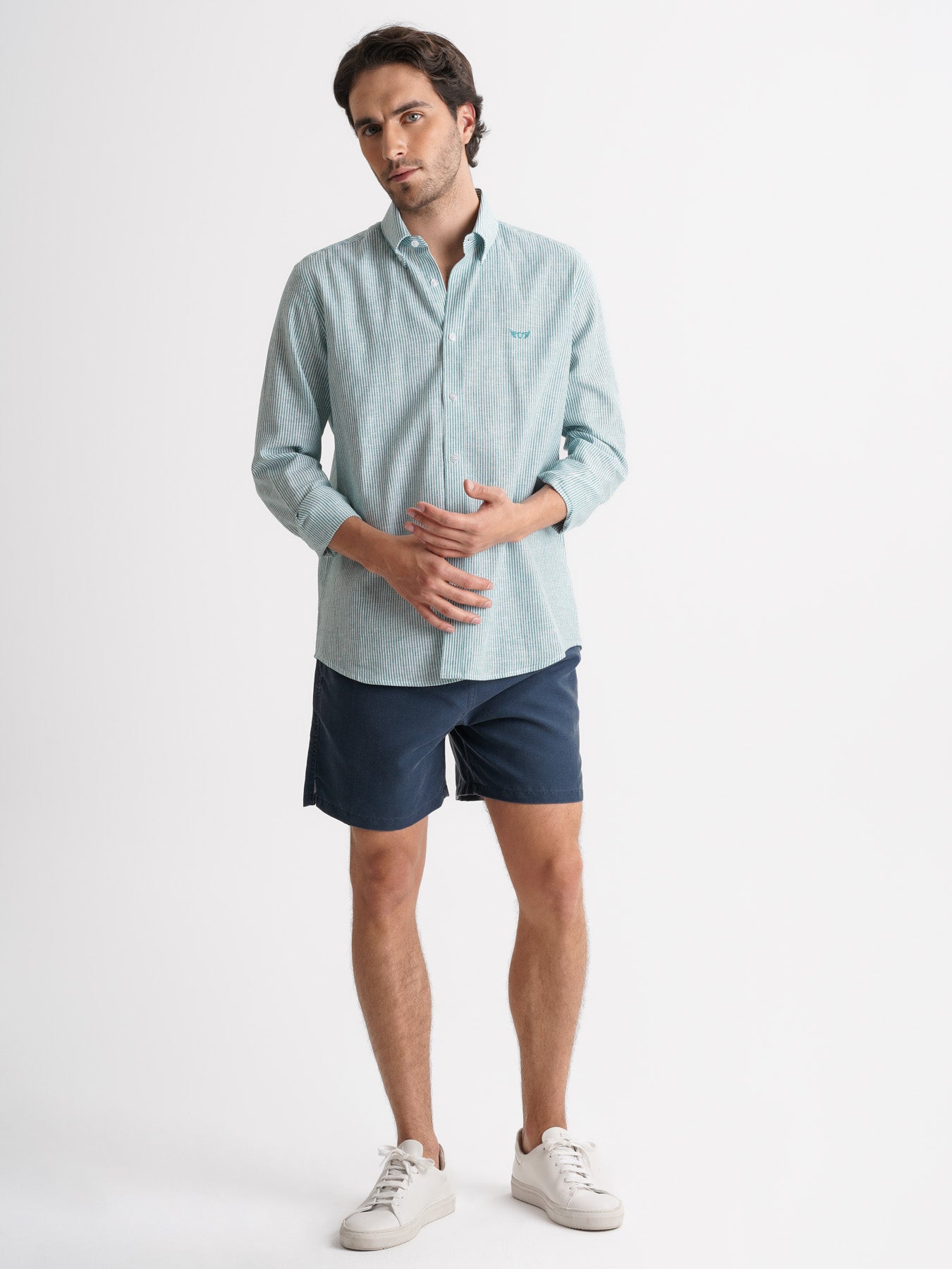 Camisa Regular Fit Linho Verde Mr. Blue