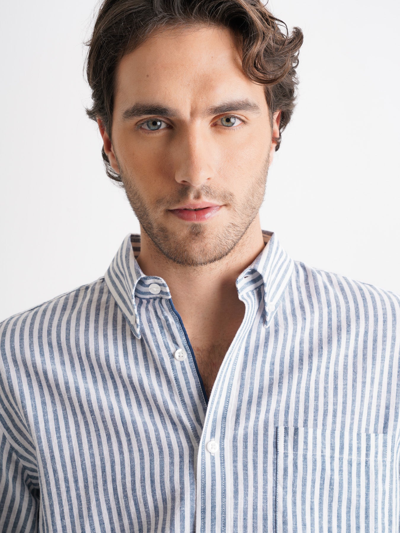 Camisa Regular Fit Linho Azul Mr. Blue