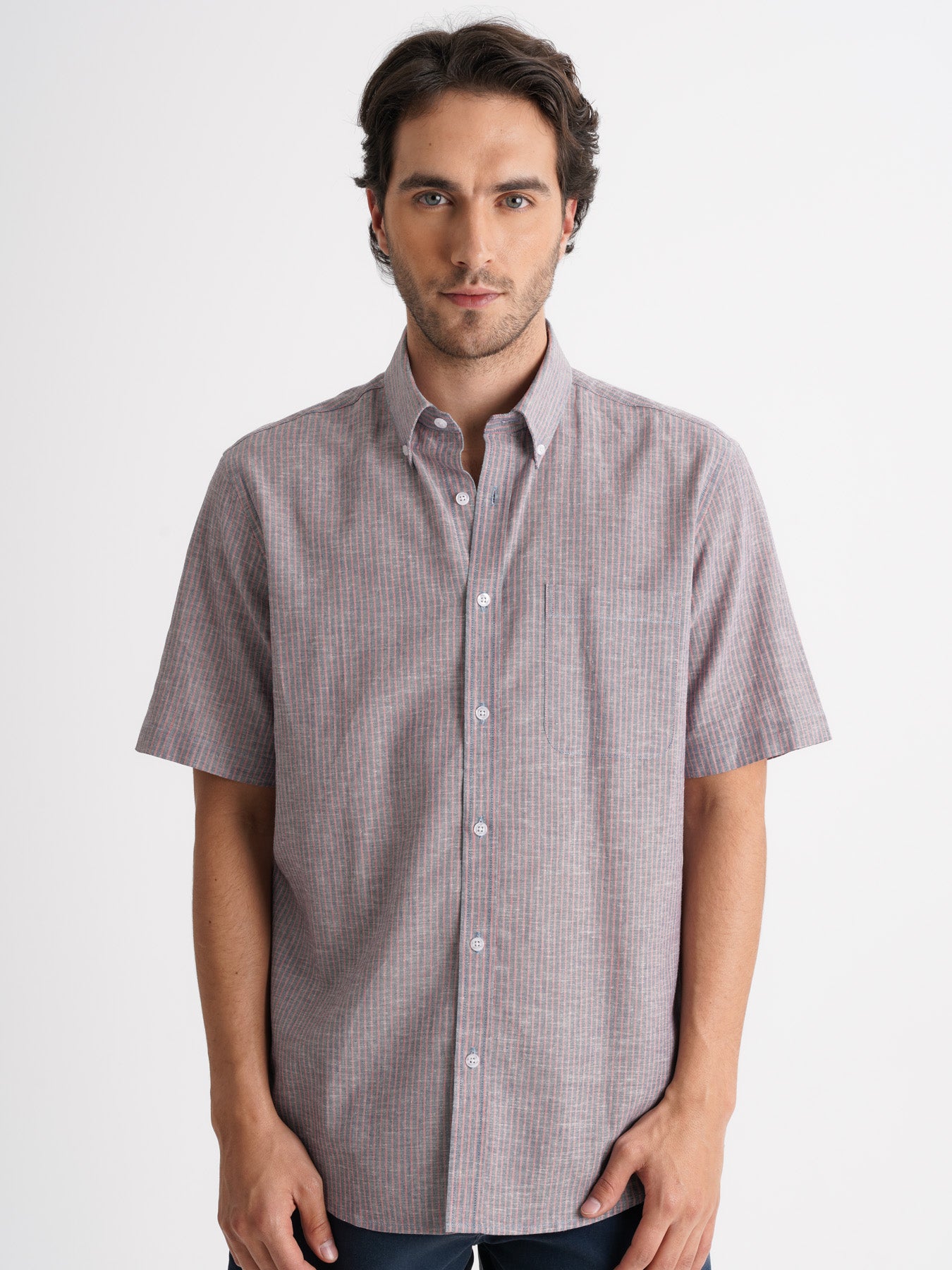 Camisa Regular Fit Linho Azul Mr. Blue