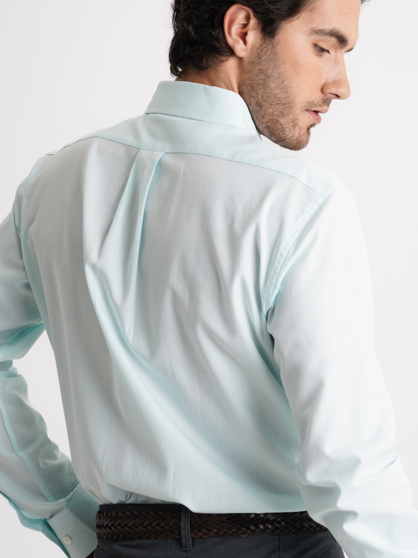 Camisa Regular Fit Herringbone Azul Mr. Blue